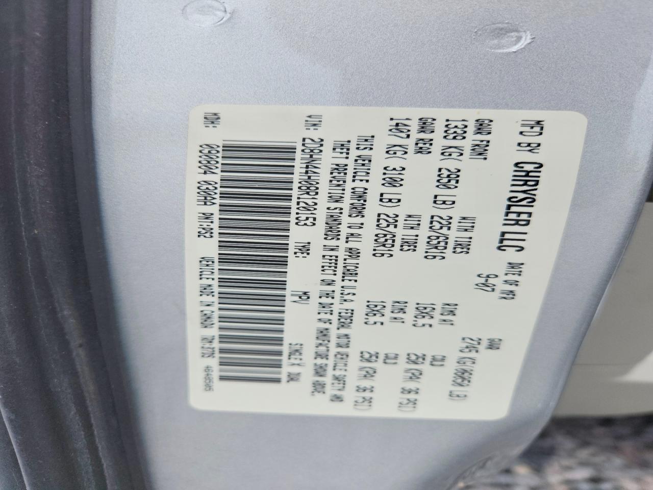 2008 Dodge Grand Caravan Se Серебряный vin: 2D8HN44H08R120153