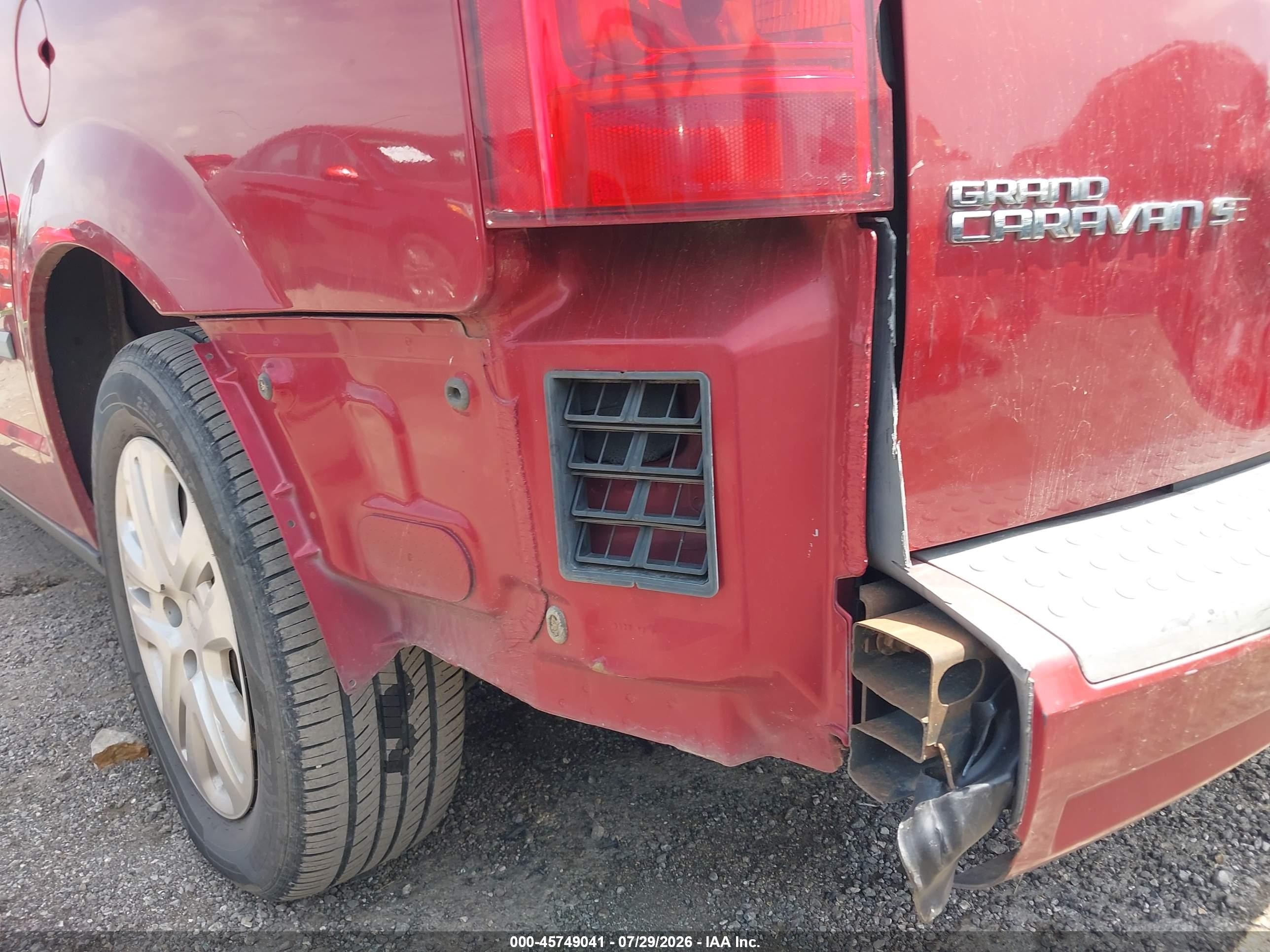 2008 Dodge Grand Caravan Se Maroon vin: 2D8HN44H08R704651