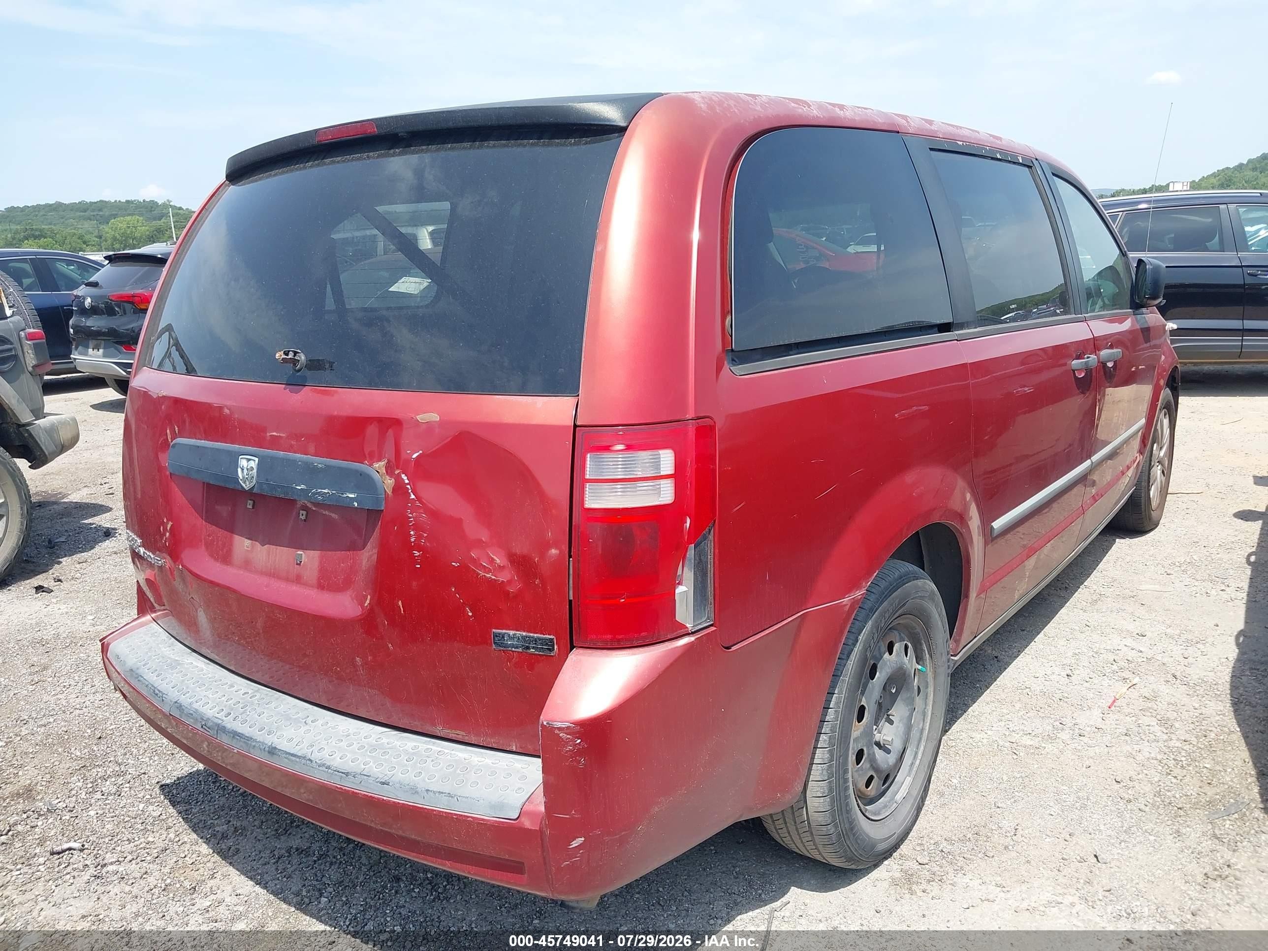 2008 Dodge Grand Caravan Se Maroon vin: 2D8HN44H08R704651