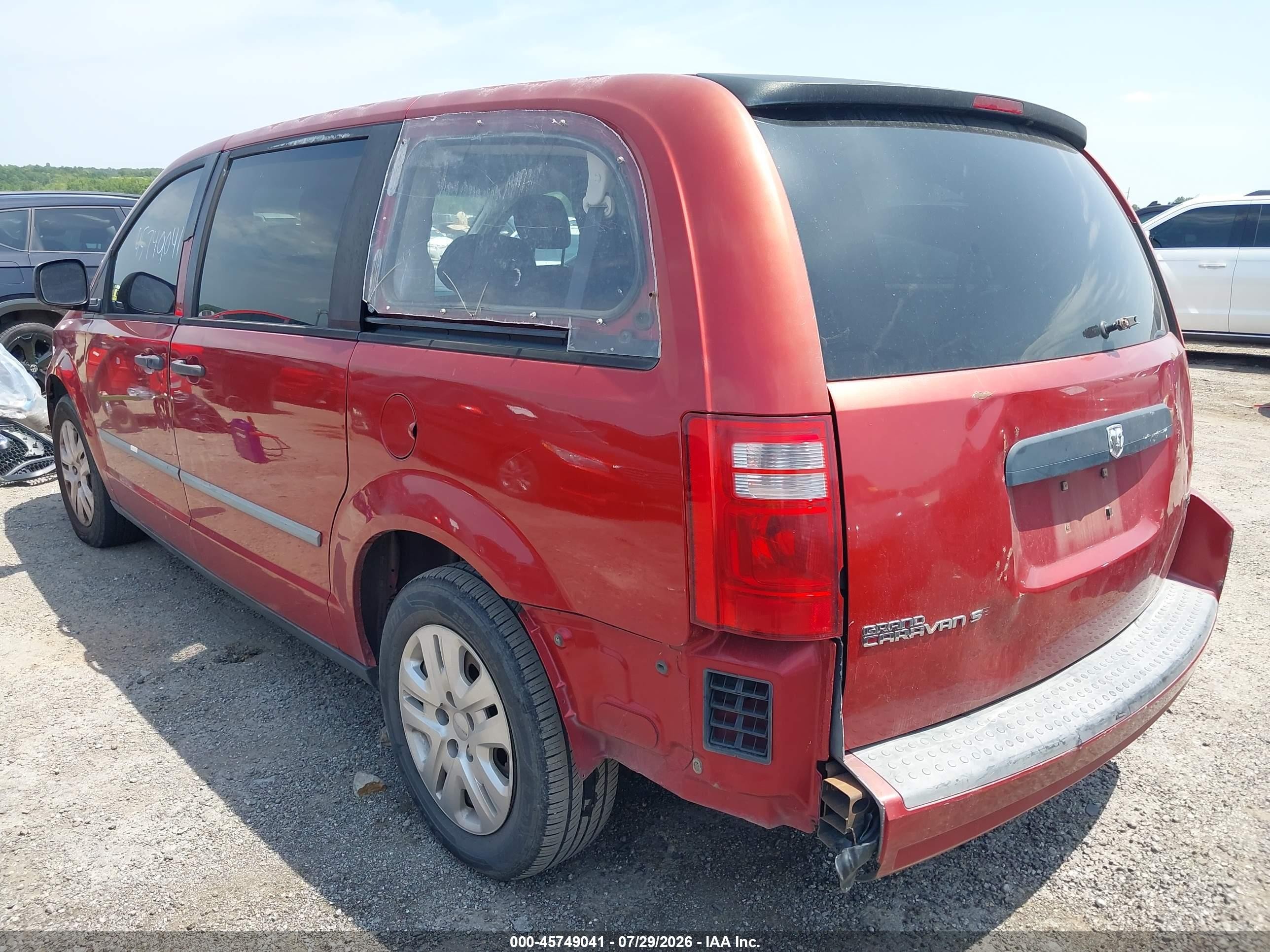 2008 Dodge Grand Caravan Se Maroon vin: 2D8HN44H08R704651