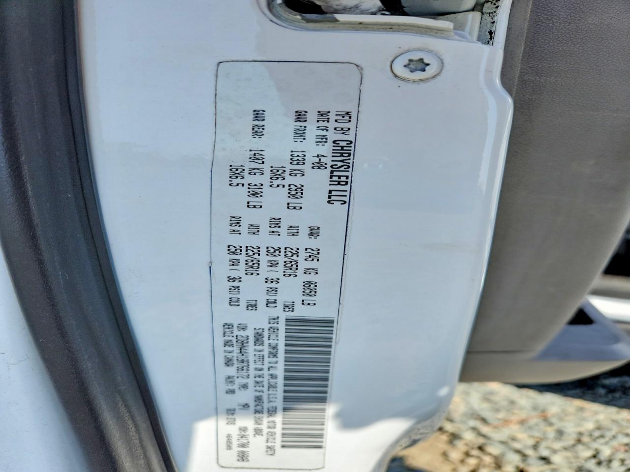 2008 Dodge Caravan White vin: 2D8HN44H18R766172