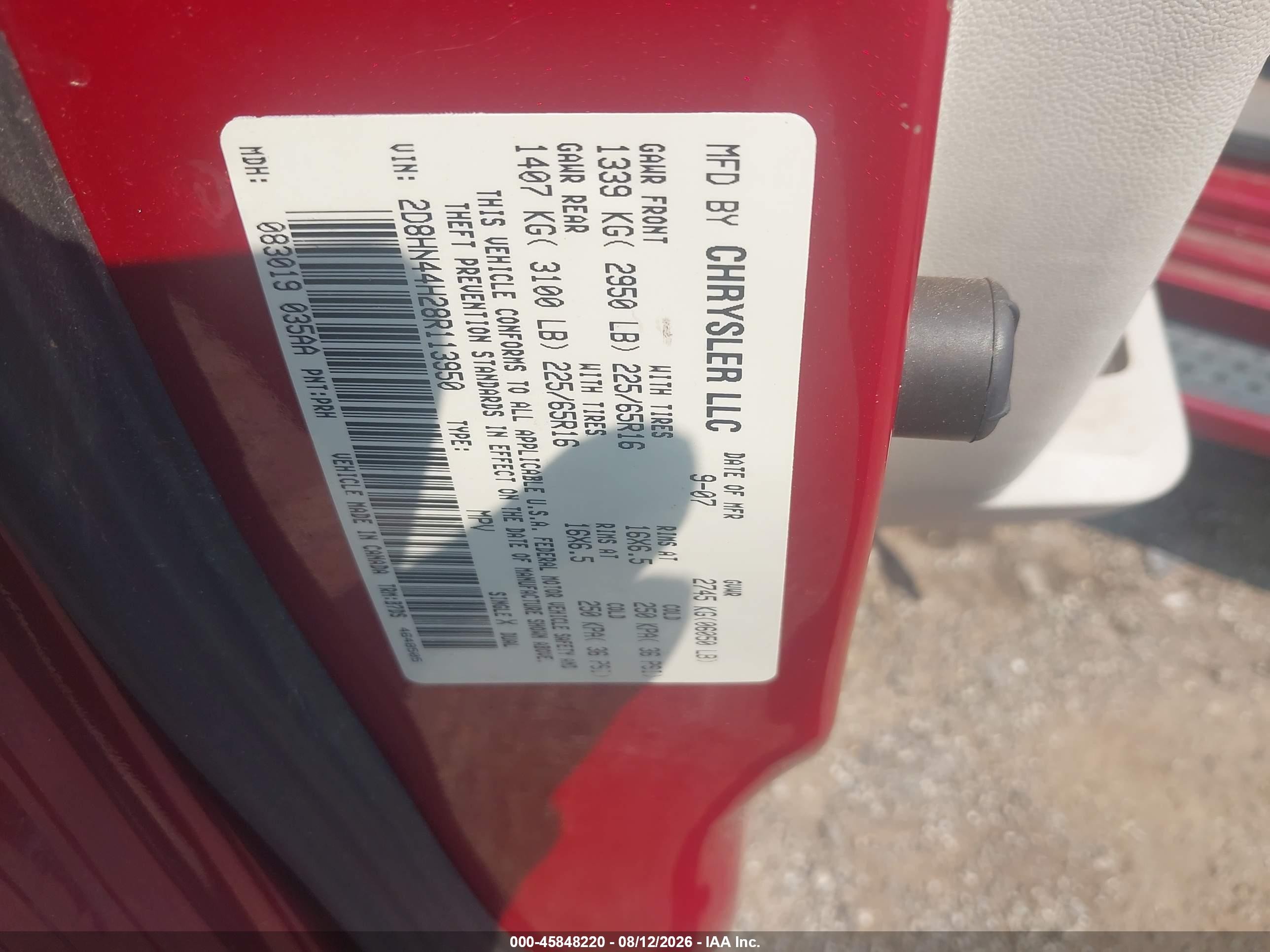 2008 Dodge Grand Caravan Se Красный vin: 2D8HN44H28R113950