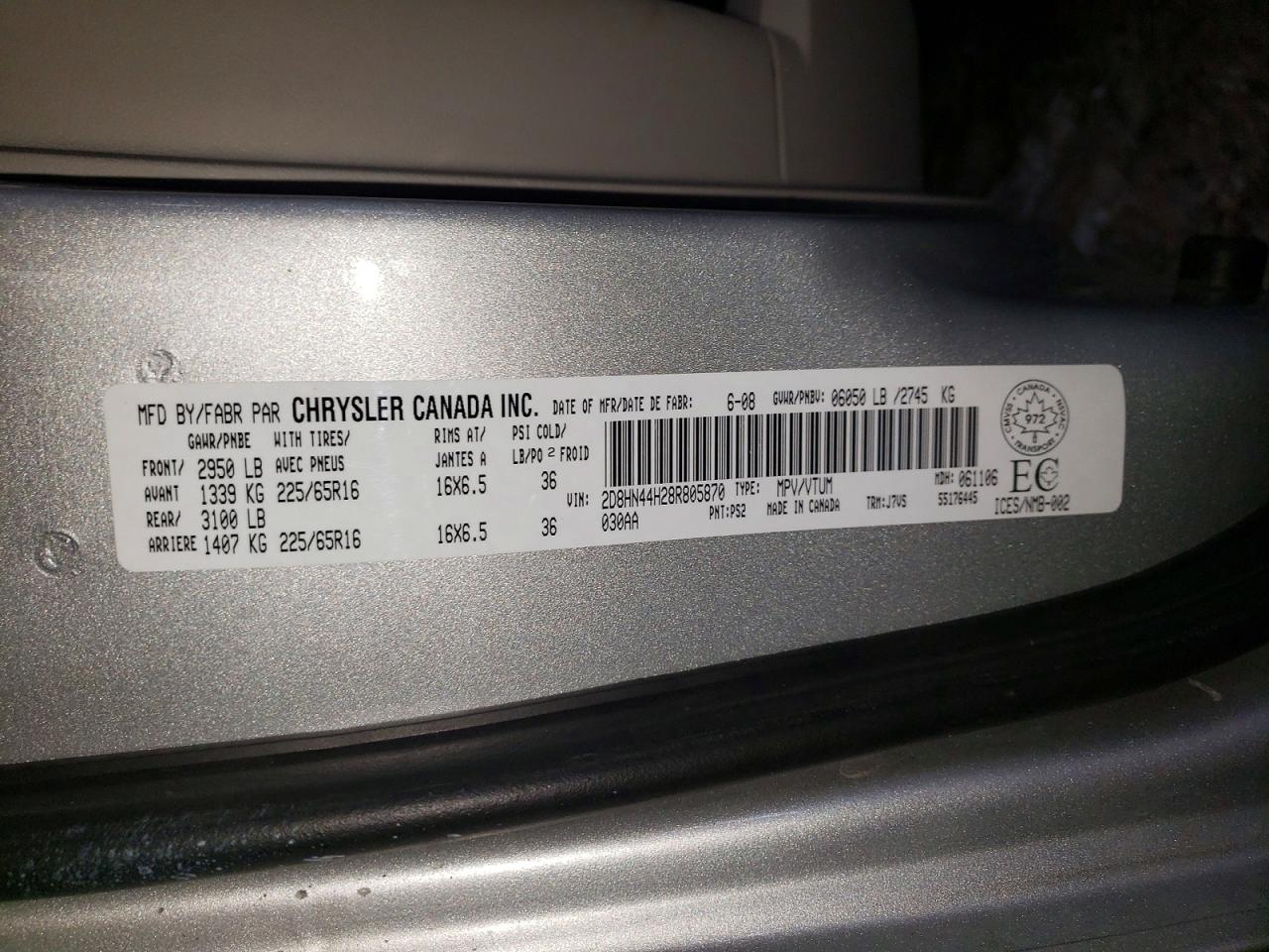2008 Dodge Grand Caravan Se Silver vin: 2D8HN44H28R805870