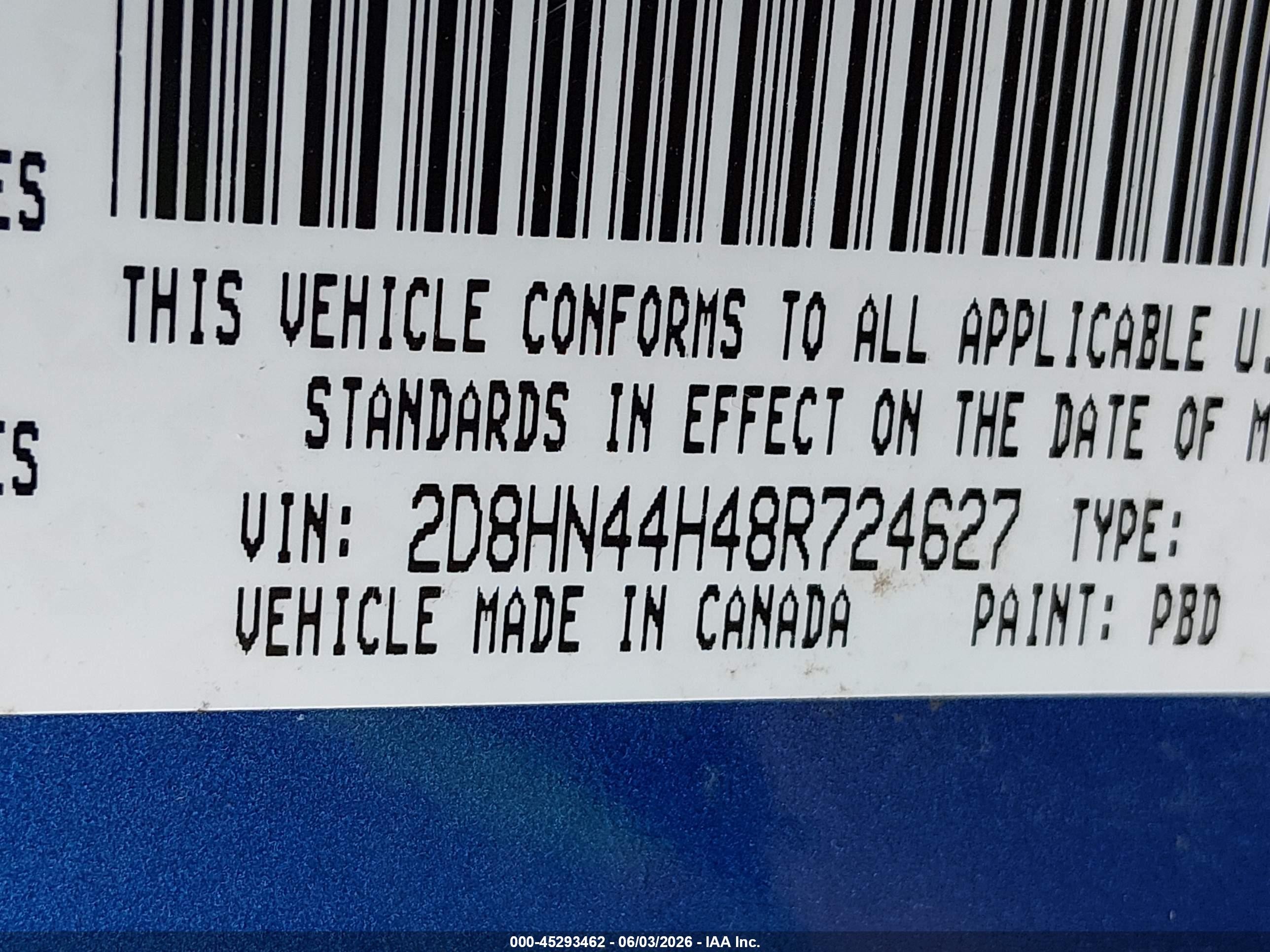 2008 Dodge Grand Caravan Se Blue vin: 2D8HN44H48R724627
