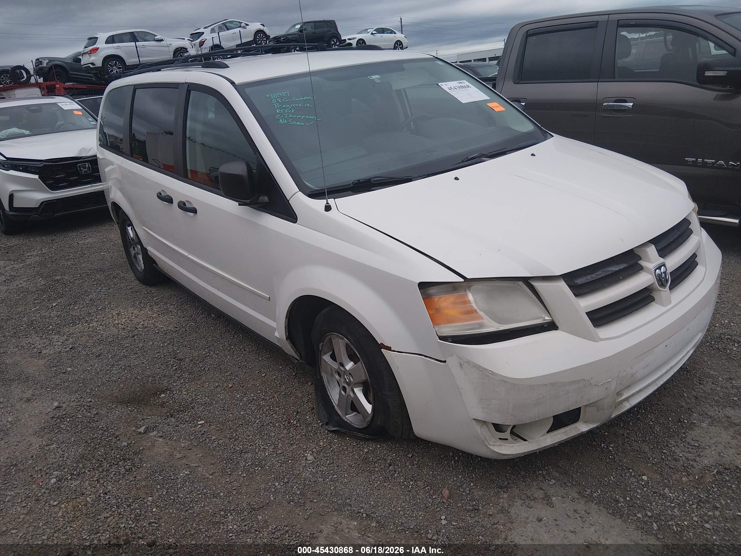 2008 Dodge Grand Caravan Se White vin: 2D8HN44H78R101776