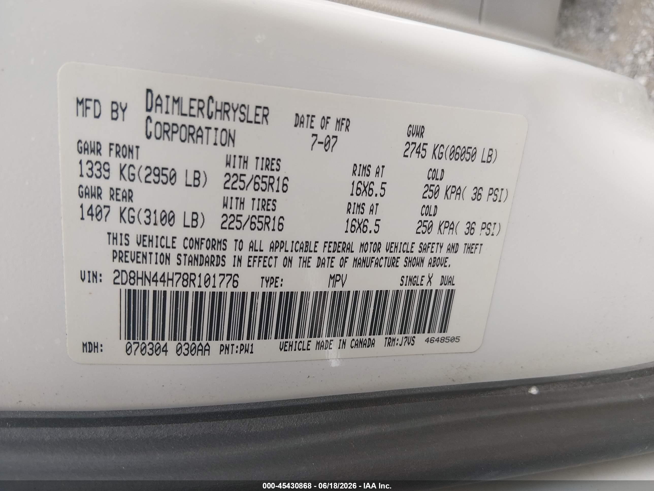 2008 Dodge Grand Caravan Se White vin: 2D8HN44H78R101776