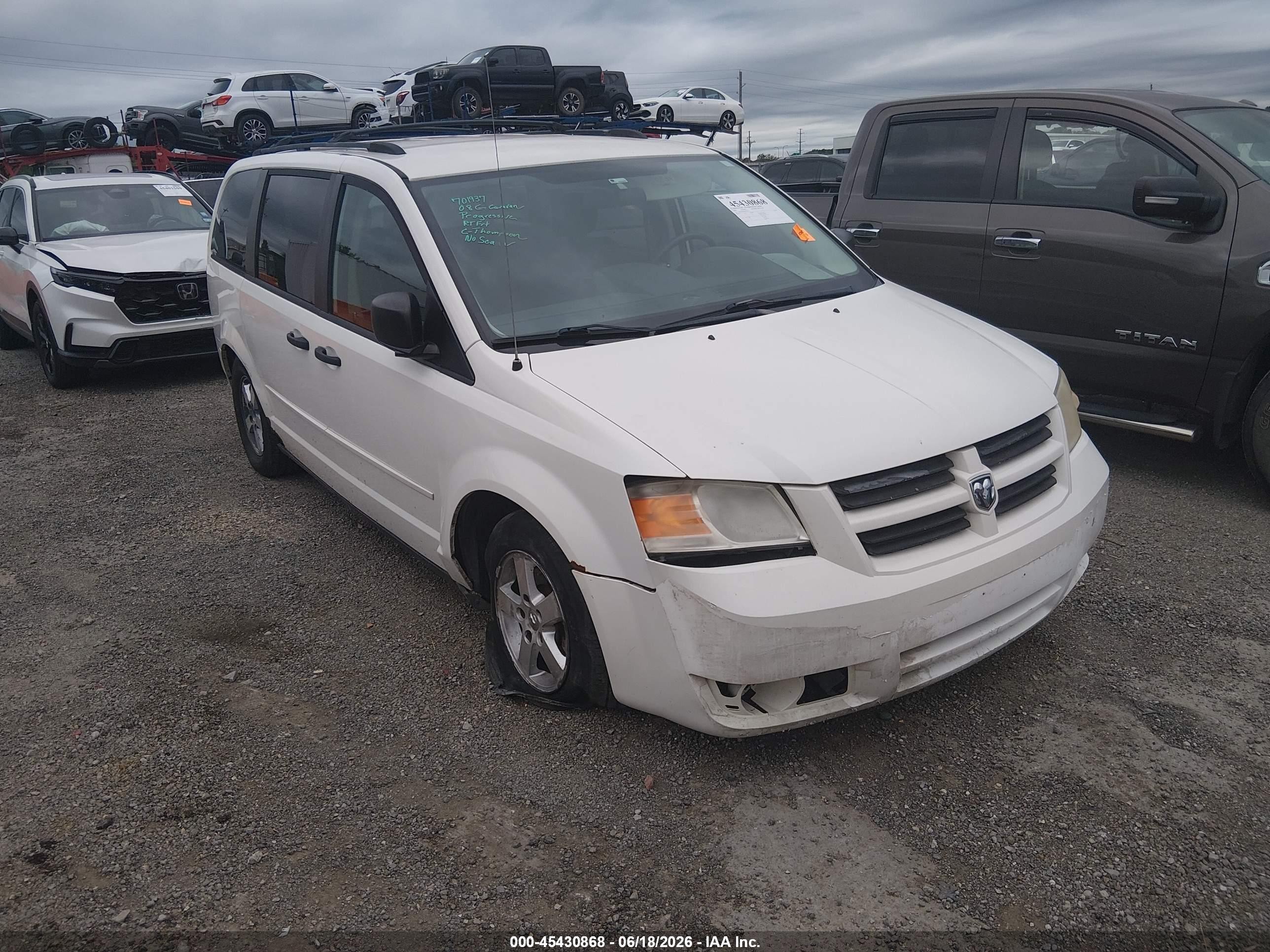 2008 Dodge Grand Caravan Se White vin: 2D8HN44H78R101776