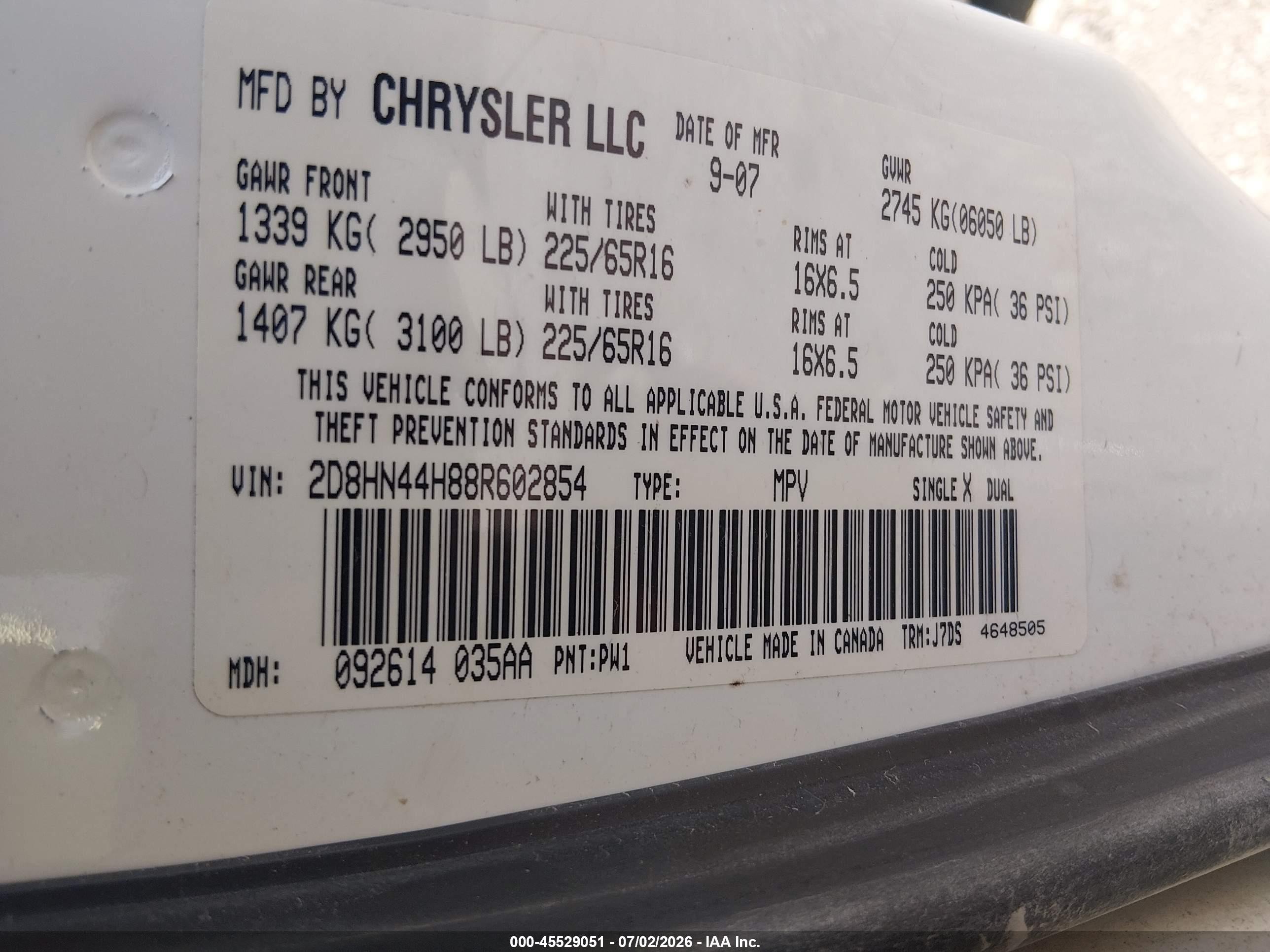 2008 Dodge Grand Caravan Se White vin: 2D8HN44H88R602854