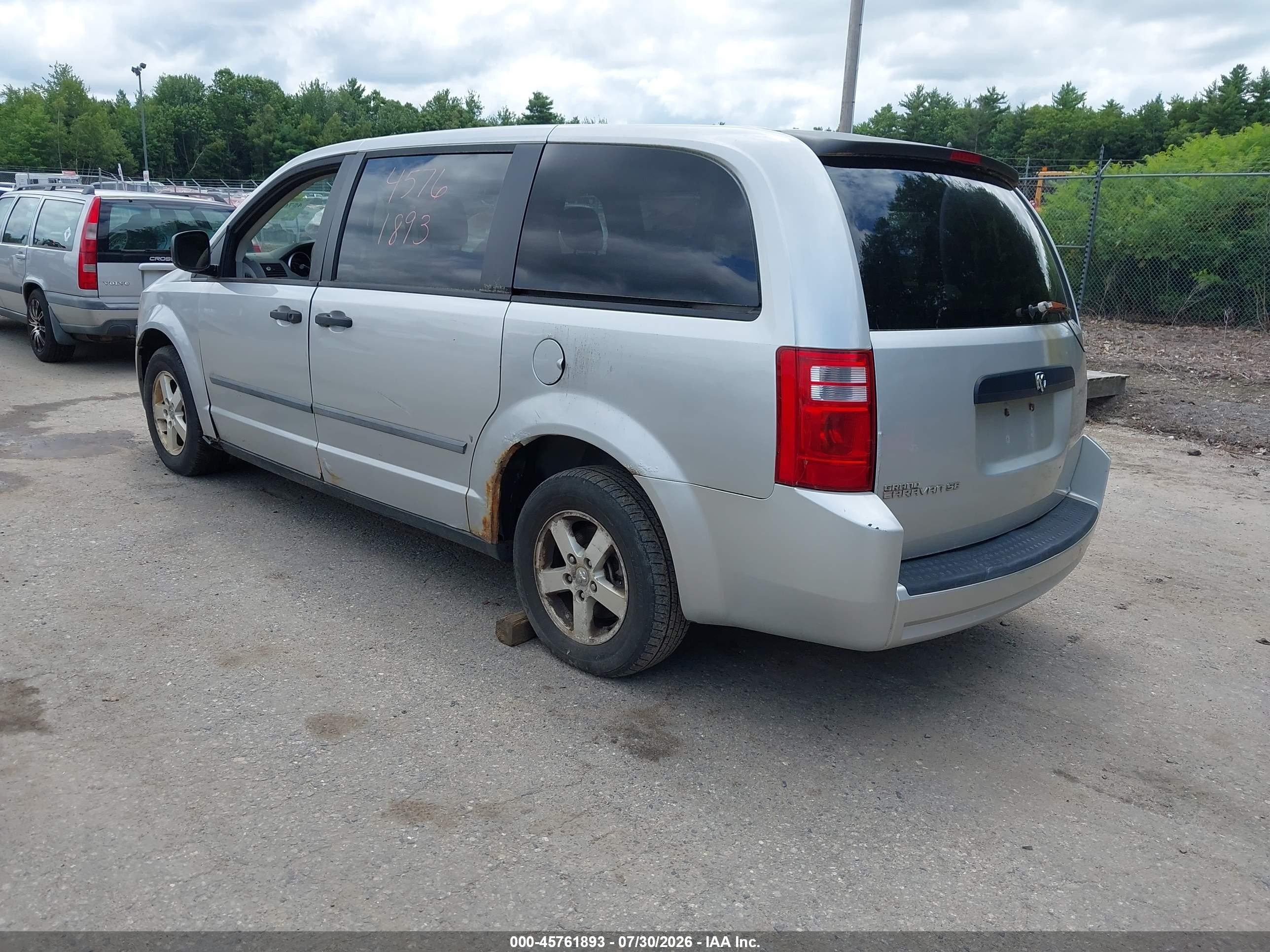 2008 Dodge Grand Caravan Se Silver vin: 2D8HN44H88R702730
