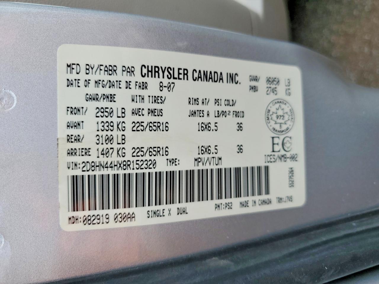 2008 Dodge Grand Caravan Se Серебряный vin: 2D8HN44HX8R152320
