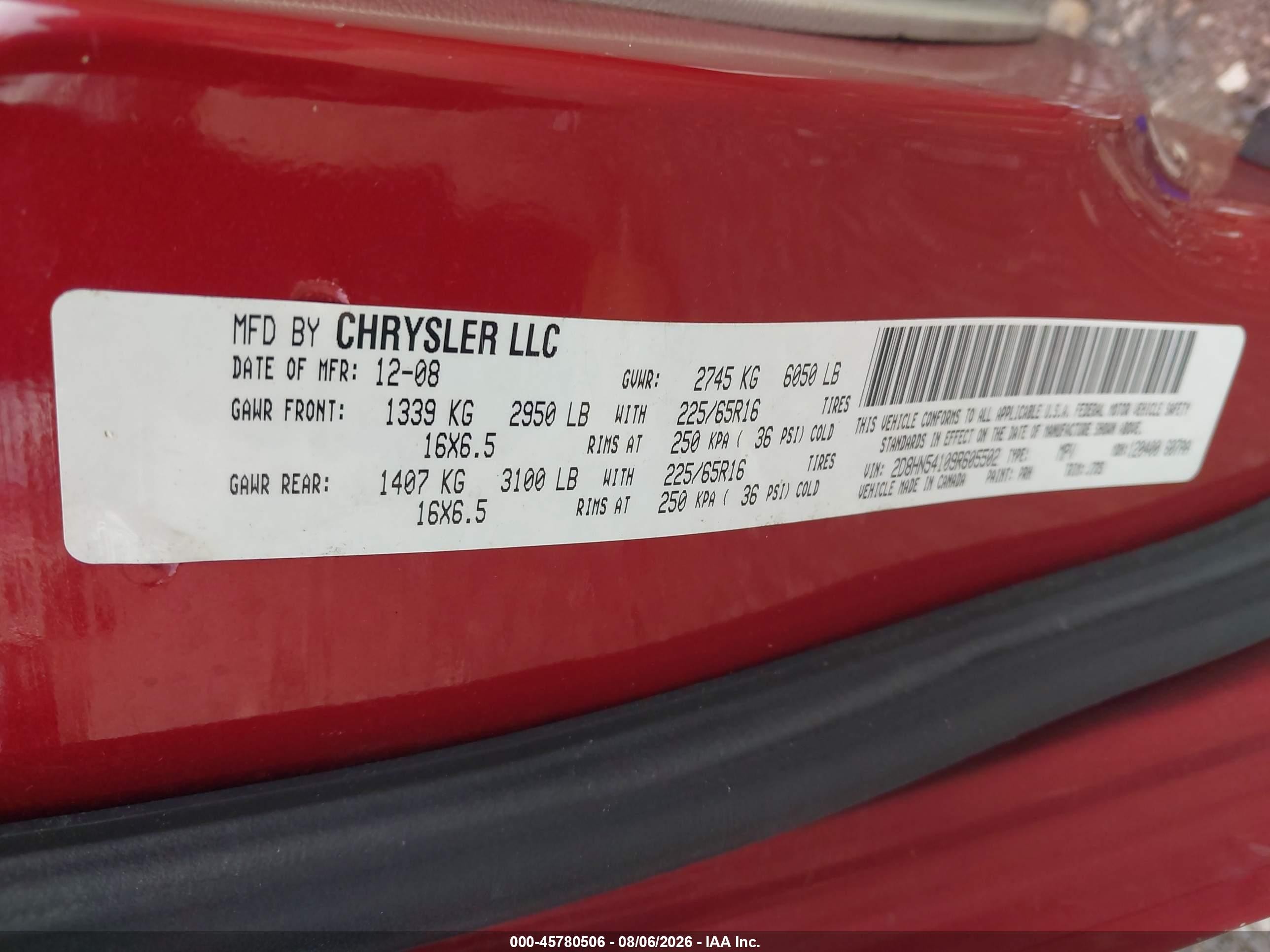 2009 Dodge Grand Caravan Sxt Red vin: 2D8HN54109R605502