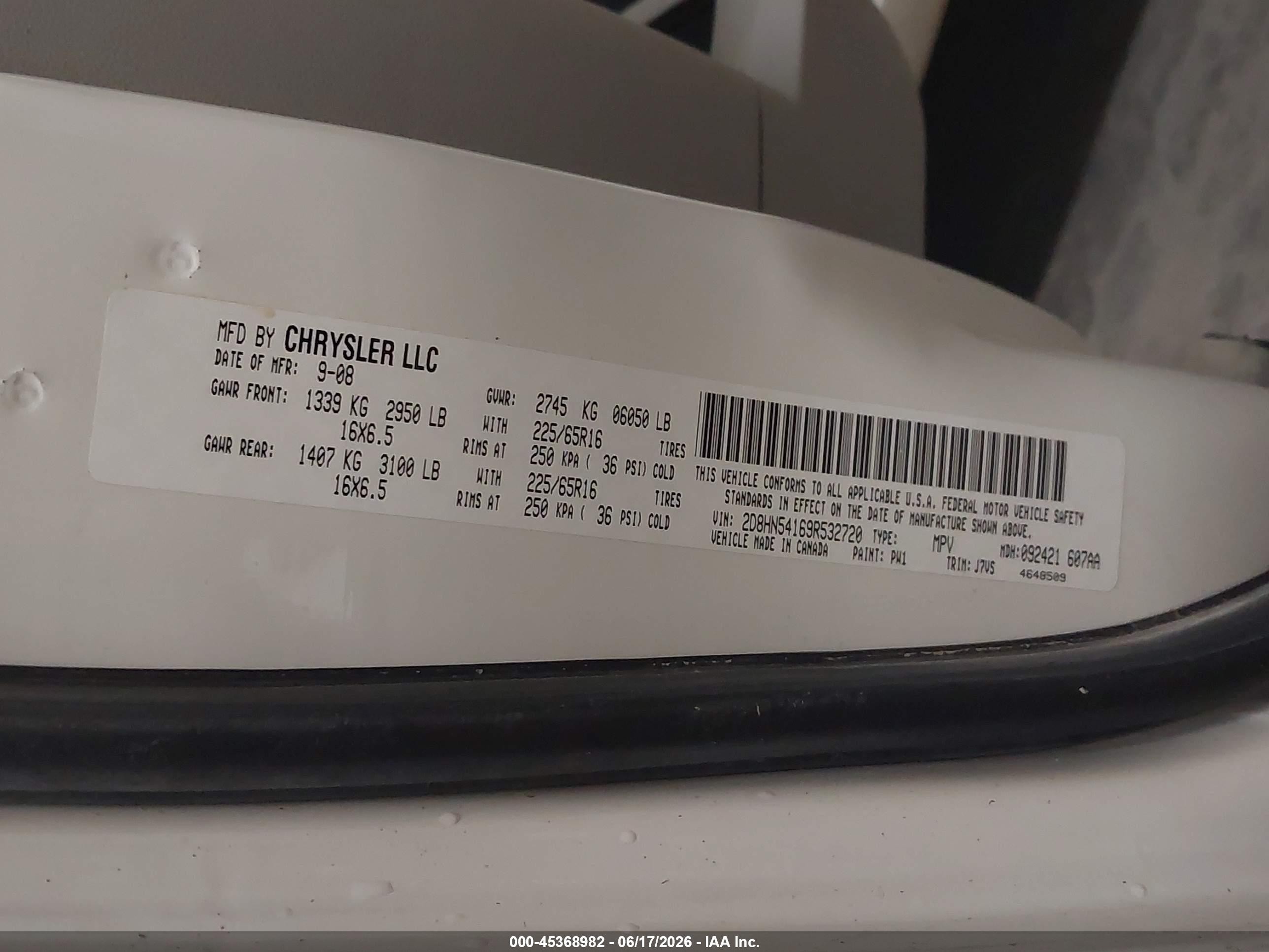 2009 Dodge Grand Caravan Sxt White vin: 2D8HN54169R532720