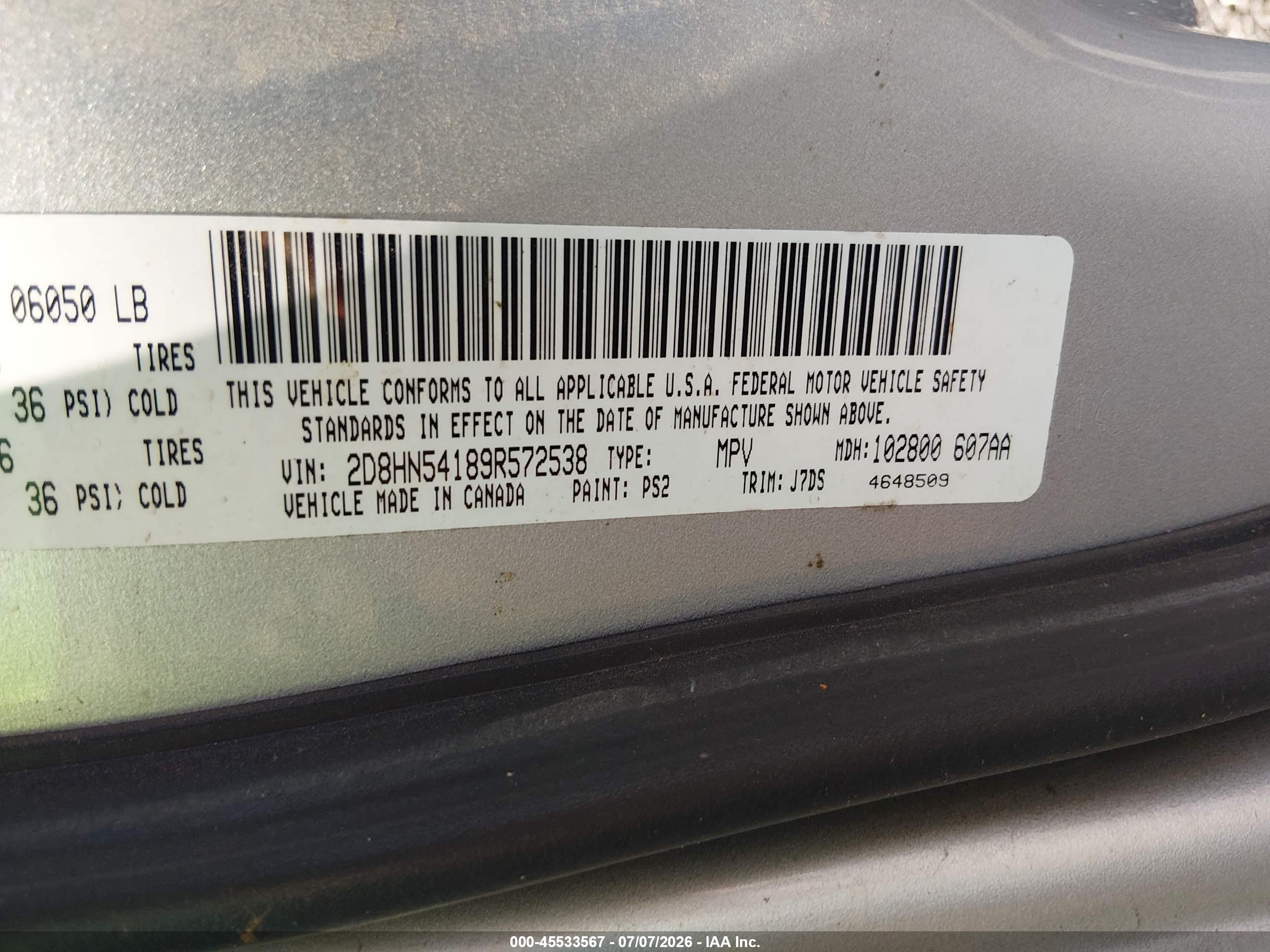 2009 Dodge Grand Caravan Sxt Silver vin: 2D8HN54189R572538