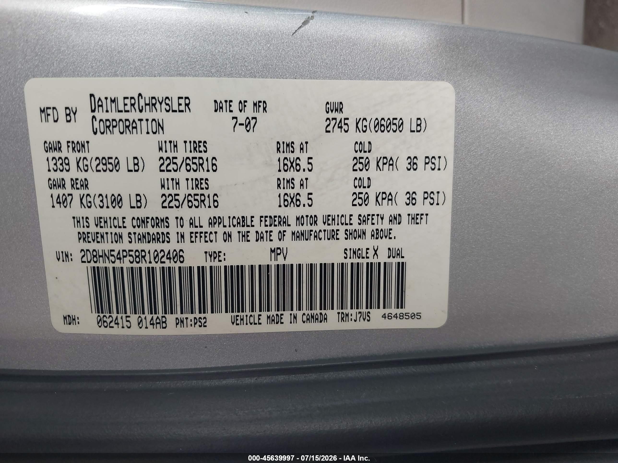 2008 Dodge Grand Caravan Sxt Blue vin: 2D8HN54P58R102406