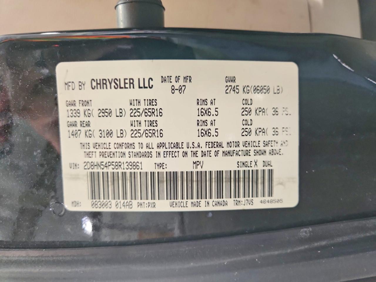 2008 Dodge Grand Caravan Sxt Charcoal vin: 2D8HN54P58R139861