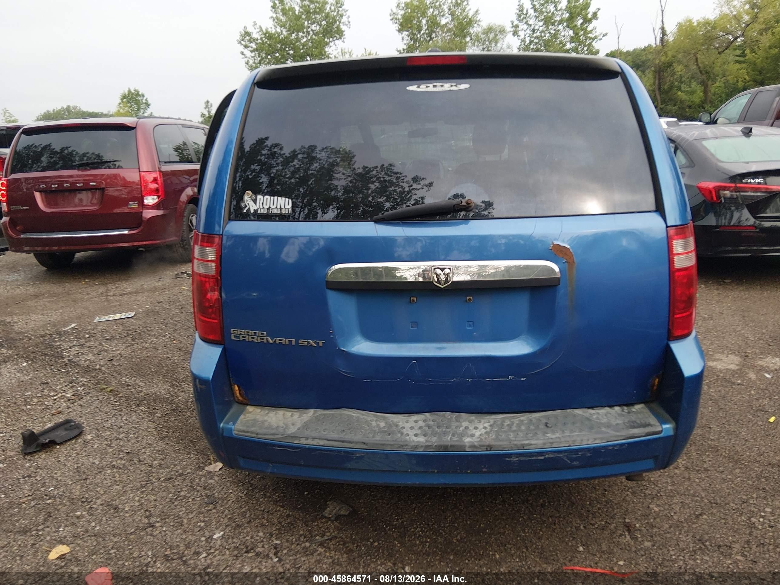 2008 Dodge Grand Caravan Sxt Blue vin: 2D8HN54PX8R764630