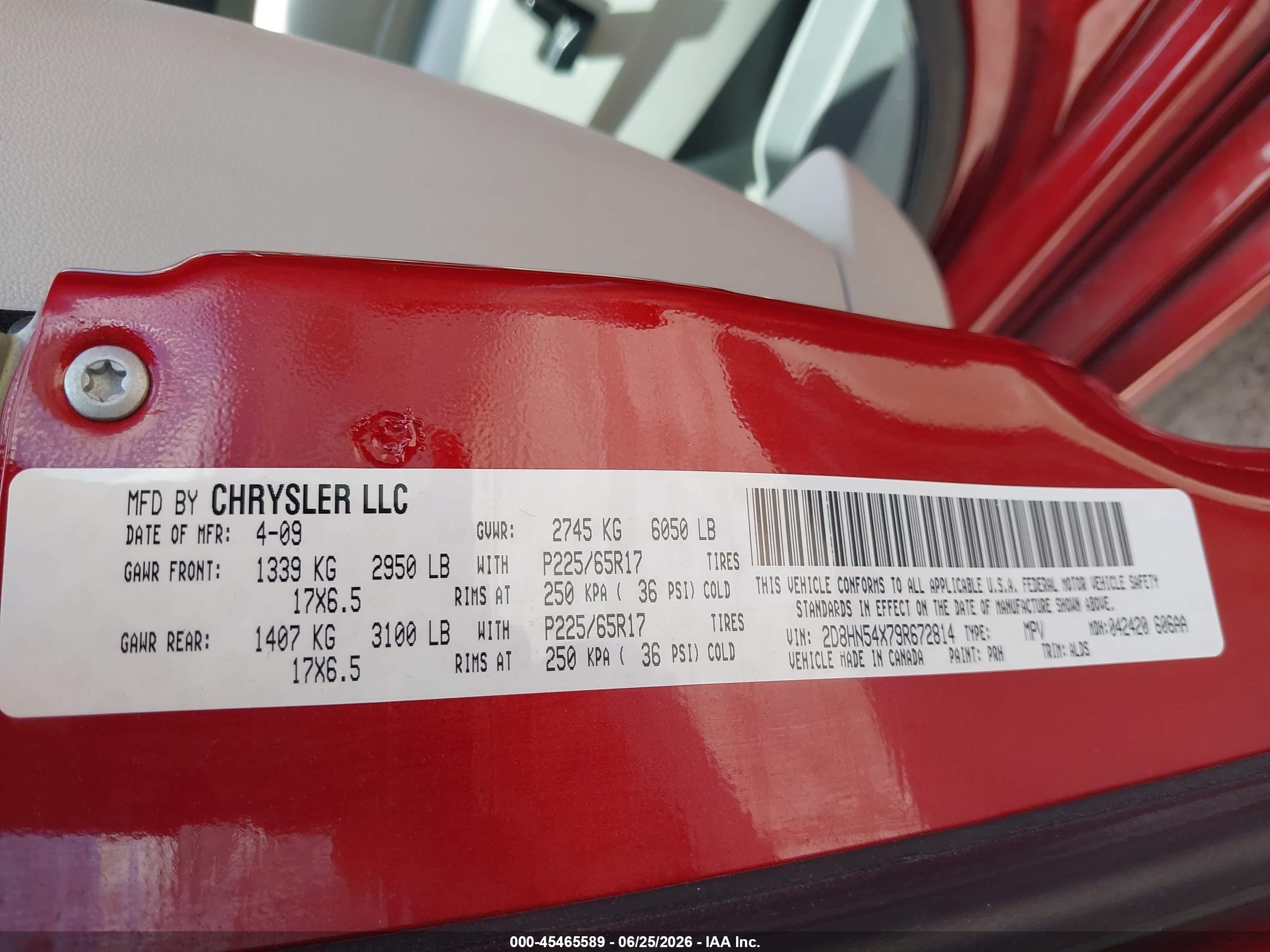 2009 Dodge Grand Caravan Sxt Red vin: 2D8HN54X79R672814