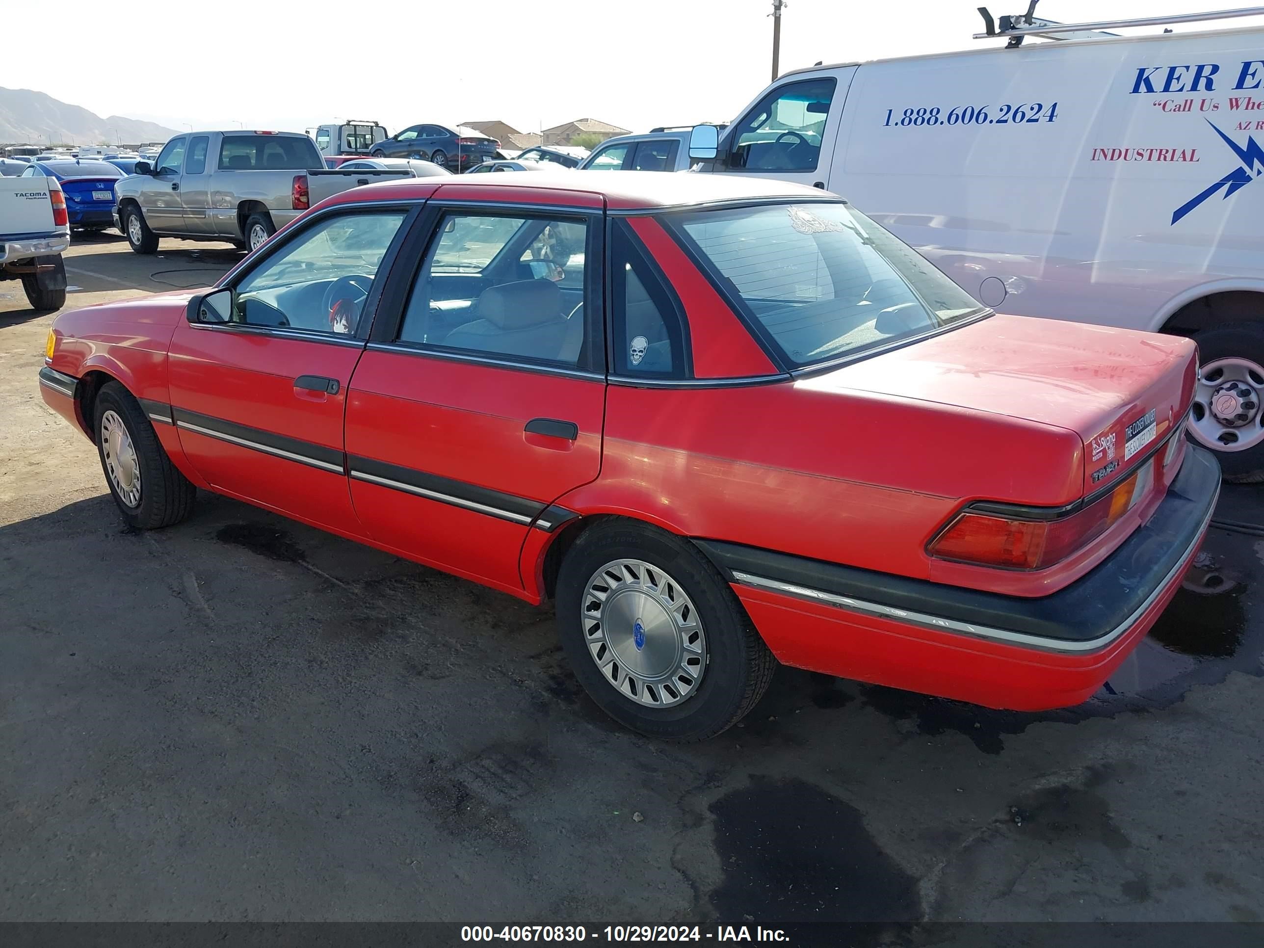 1991 Ford Tempo L Red vin: 2FABP35X8MB192984