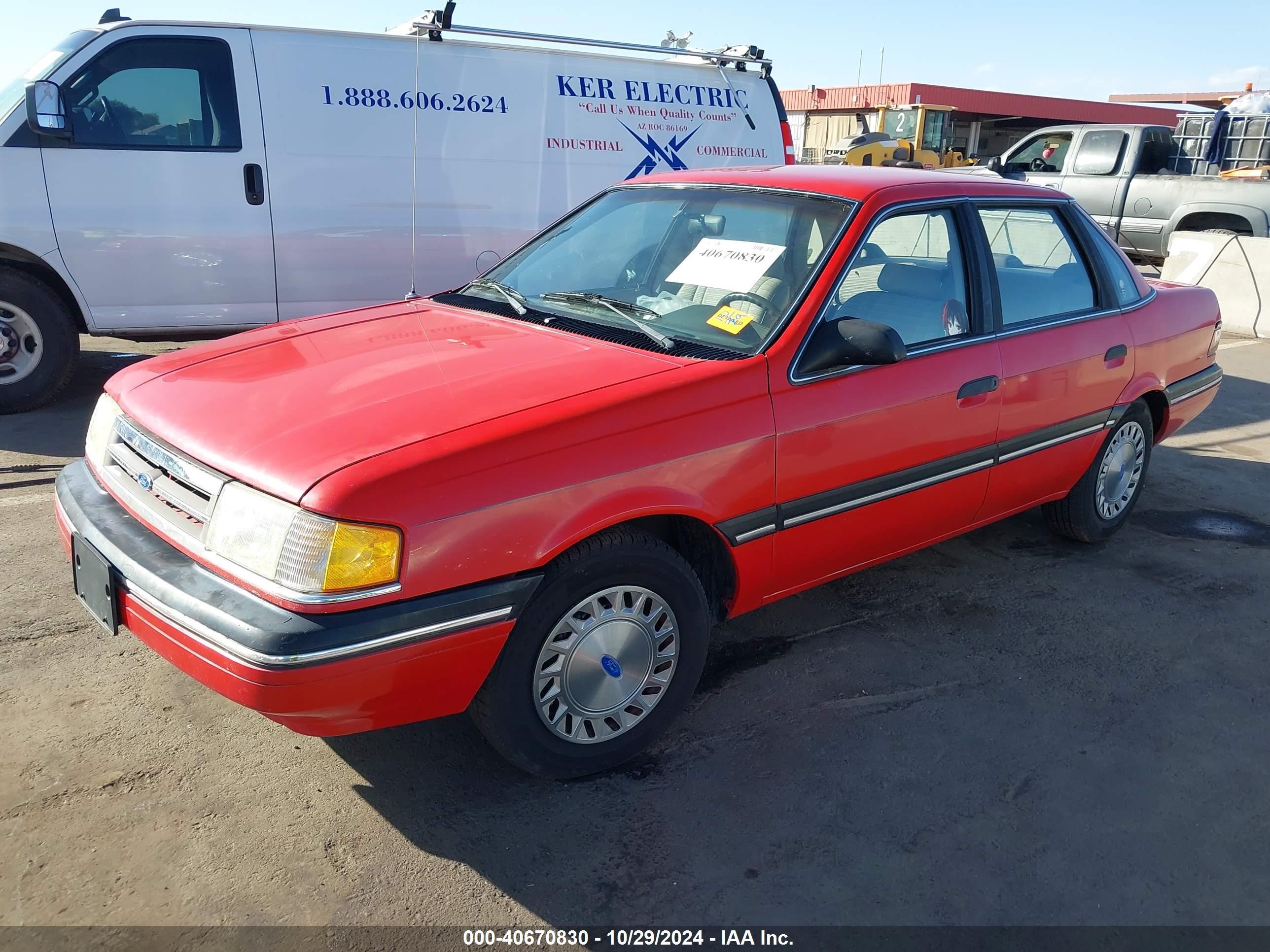 1991 Ford Tempo L Red vin: 2FABP35X8MB192984