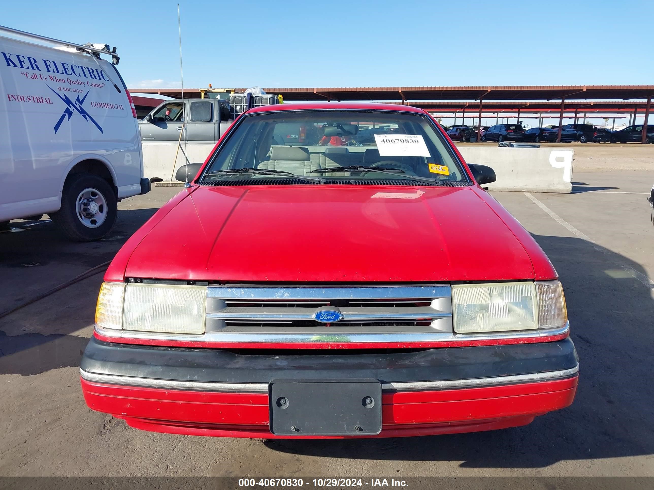 1991 Ford Tempo L Red vin: 2FABP35X8MB192984
