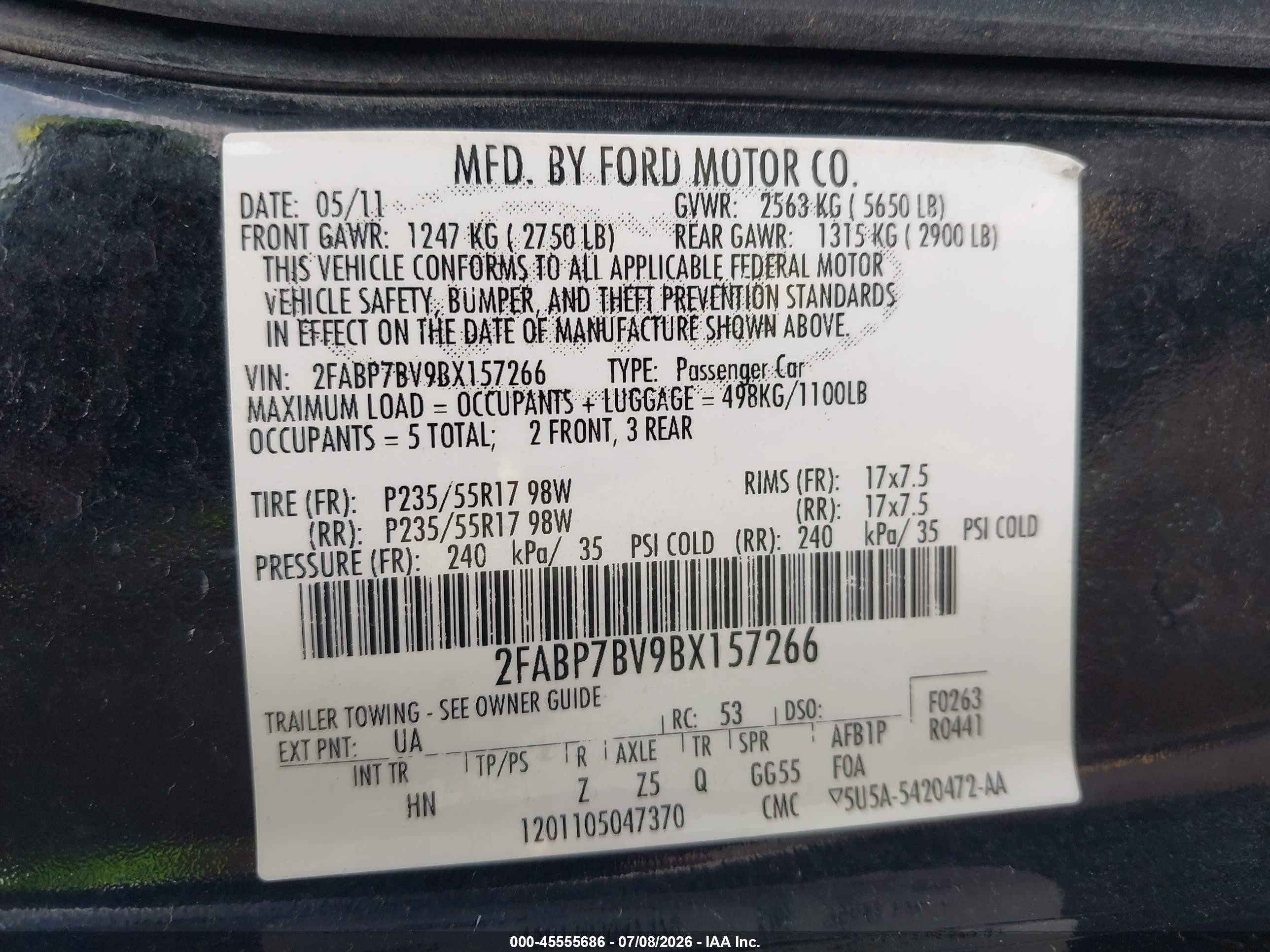2011 Ford Crown Victoria Police/police Interceptor Black vin: 2FABP7BV9BX157266