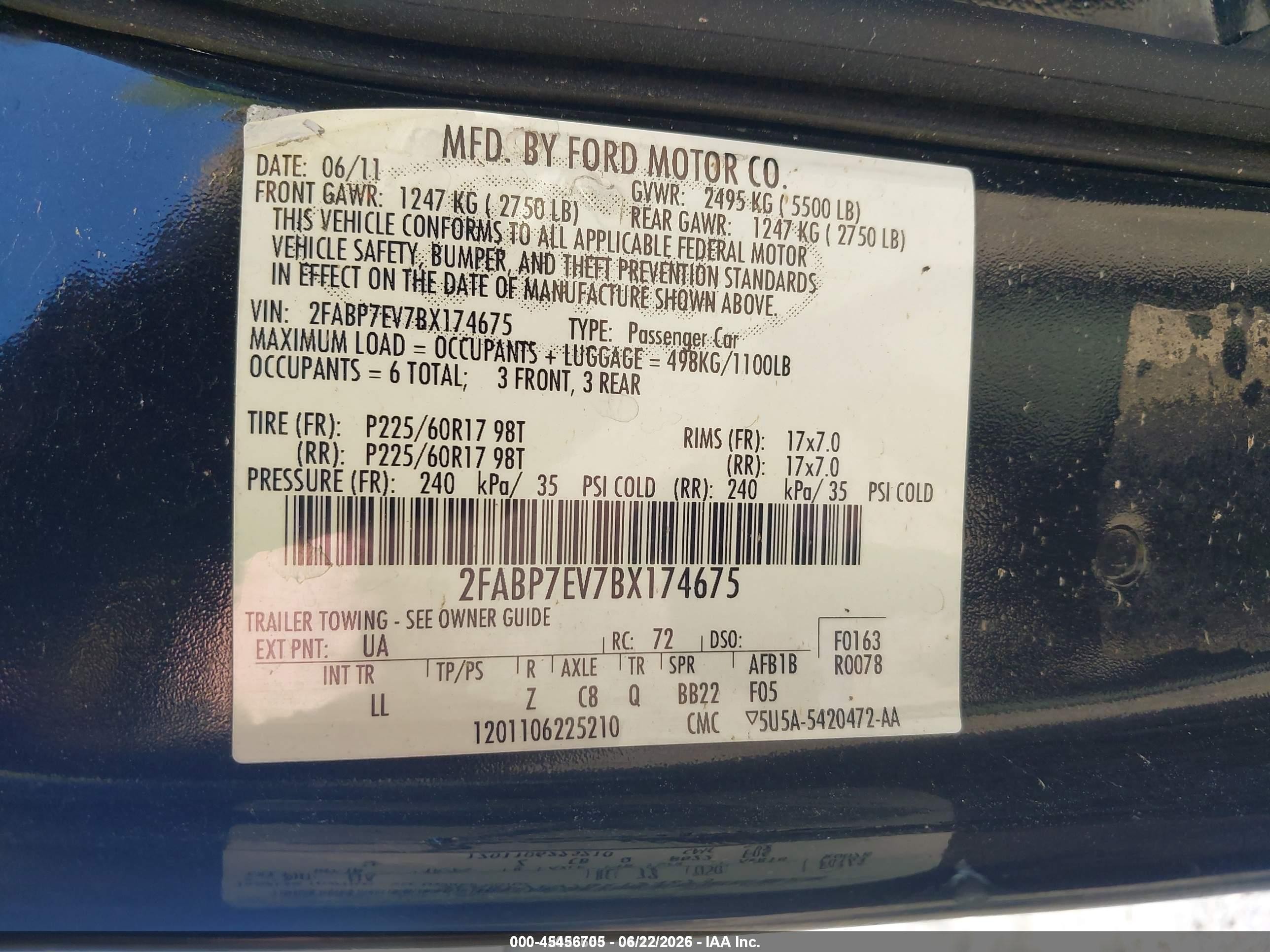 2011 Ford Crown Victoria Lx Черный vin: 2FABP7EV7BX174675