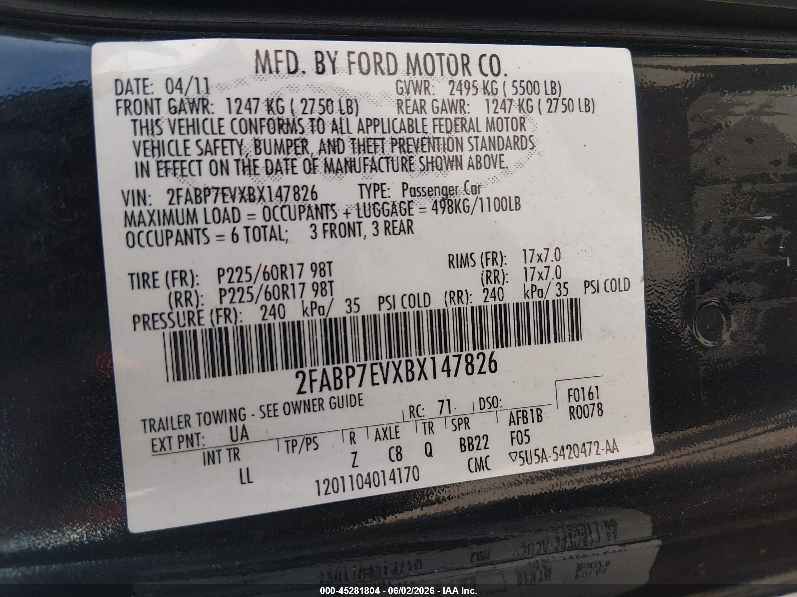2011 Ford Crown Victoria Lx Черный vin: 2FABP7EVXBX147826