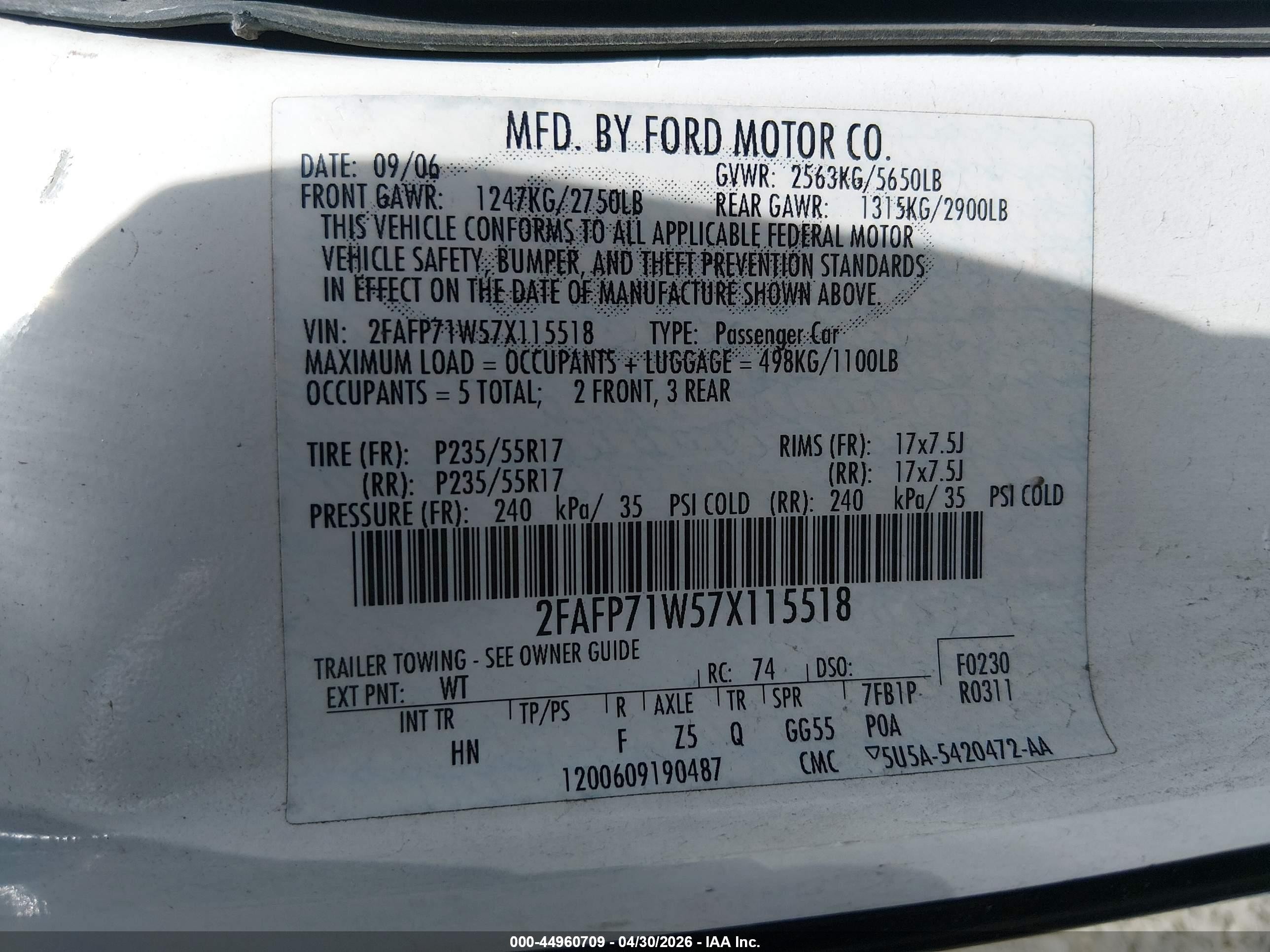 2007 Ford Crown Victoria Police/police Interceptor Черный vin: 2FAFP71W57X115518