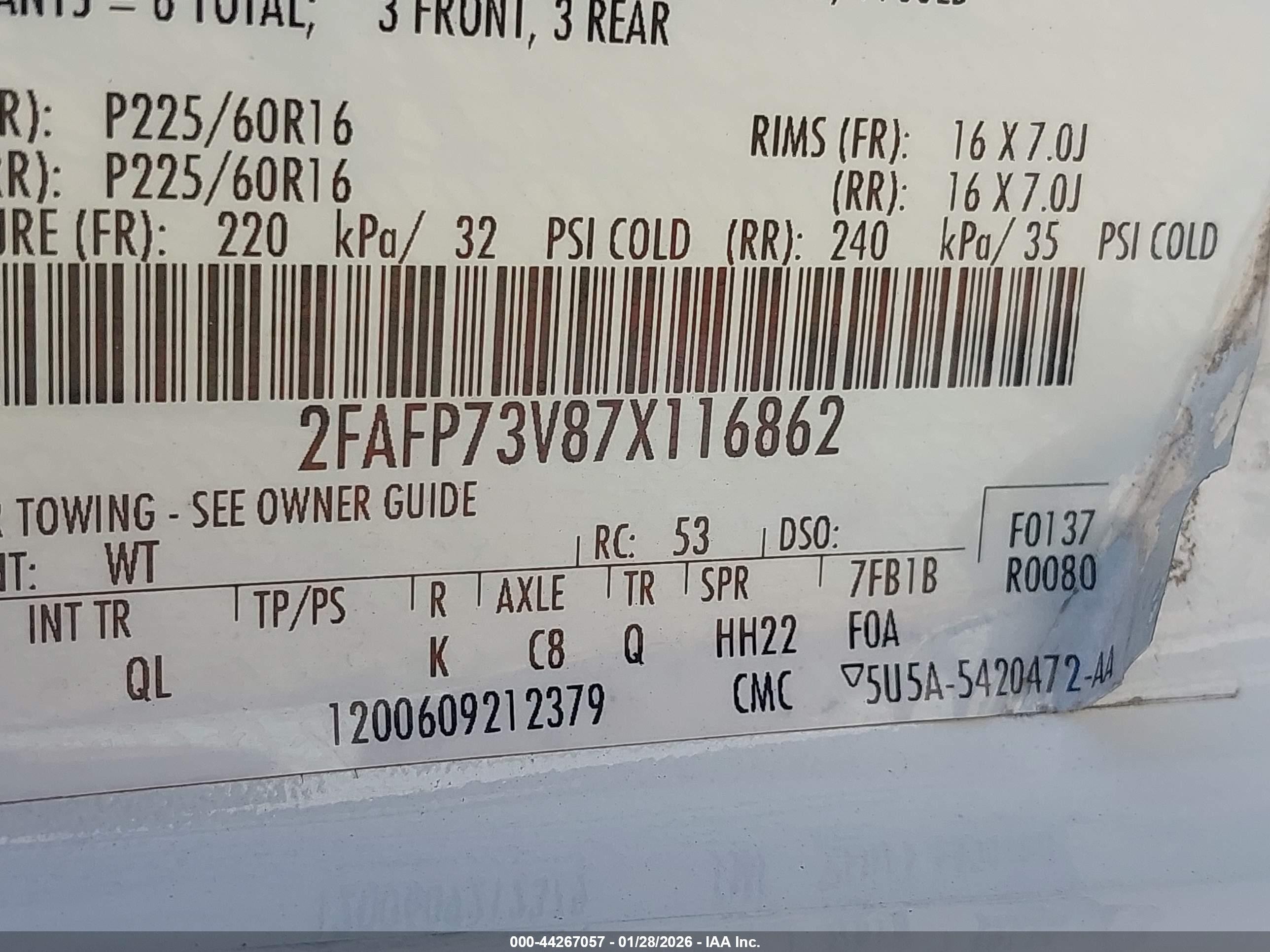 2007 Ford Crown Victoria Standard Белый vin: 2FAFP73V87X116862