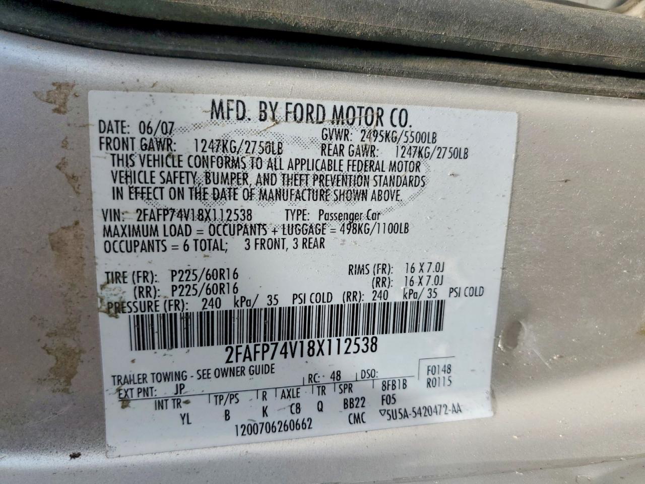 2008 Ford Crown Victoria Lx Silver vin: 2FAFP74V18X112538
