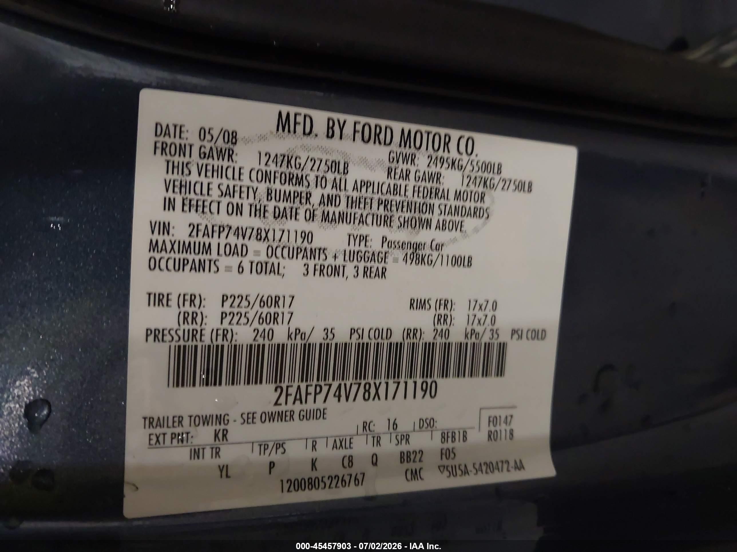 2008 Ford Crown Victoria Lx Синий vin: 2FAFP74V78X171190