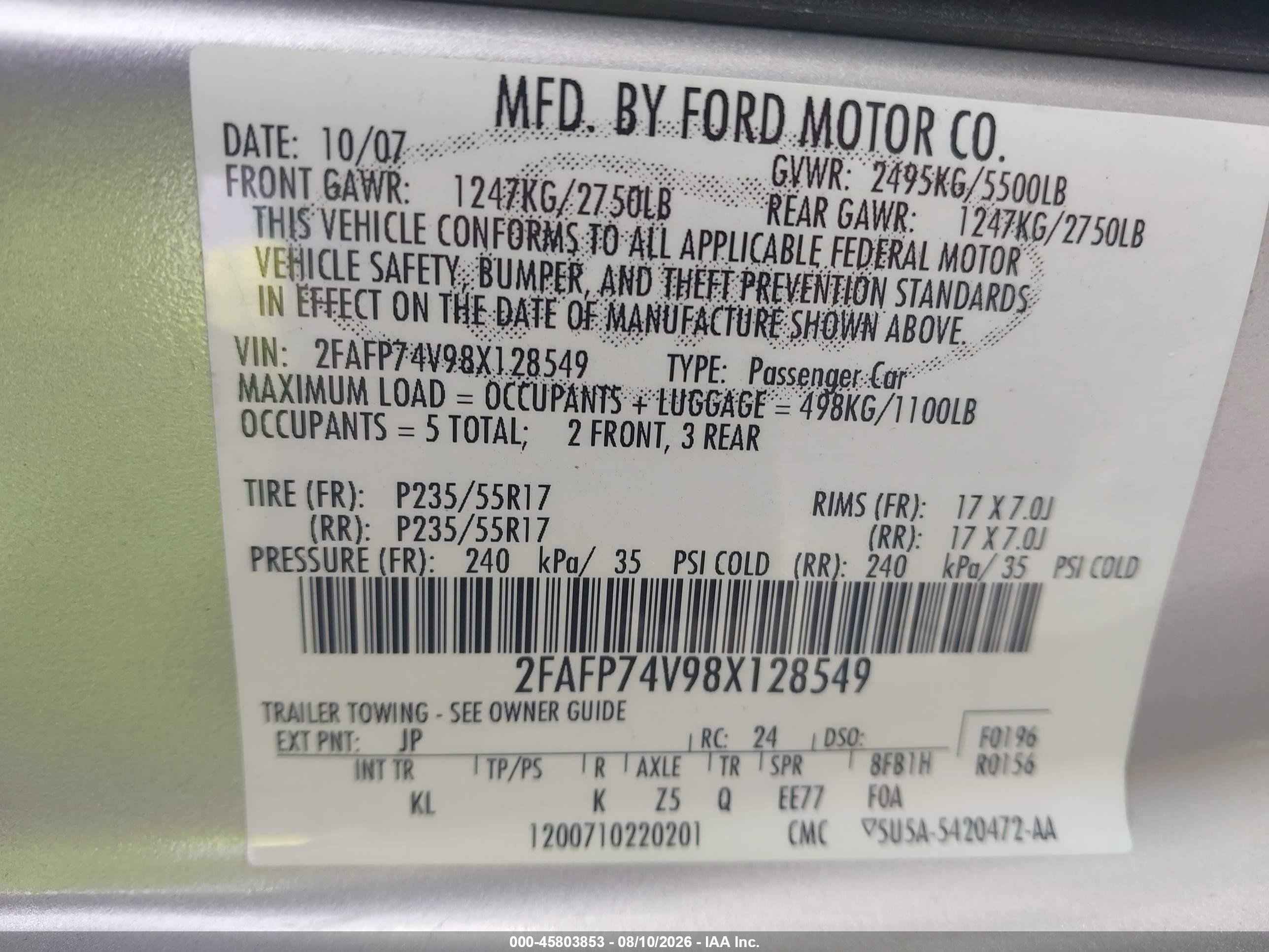 2008 Ford Crown Victoria Lx Silver vin: 2FAFP74V98X128549