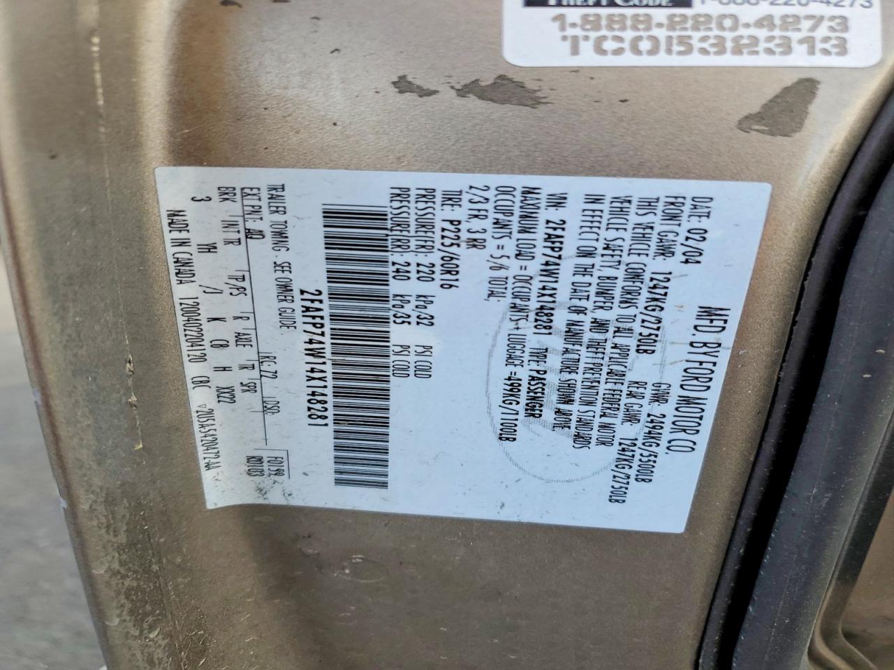 2004 Ford Crown Victoria Lx Gold vin: 2FAFP74W14X148281
