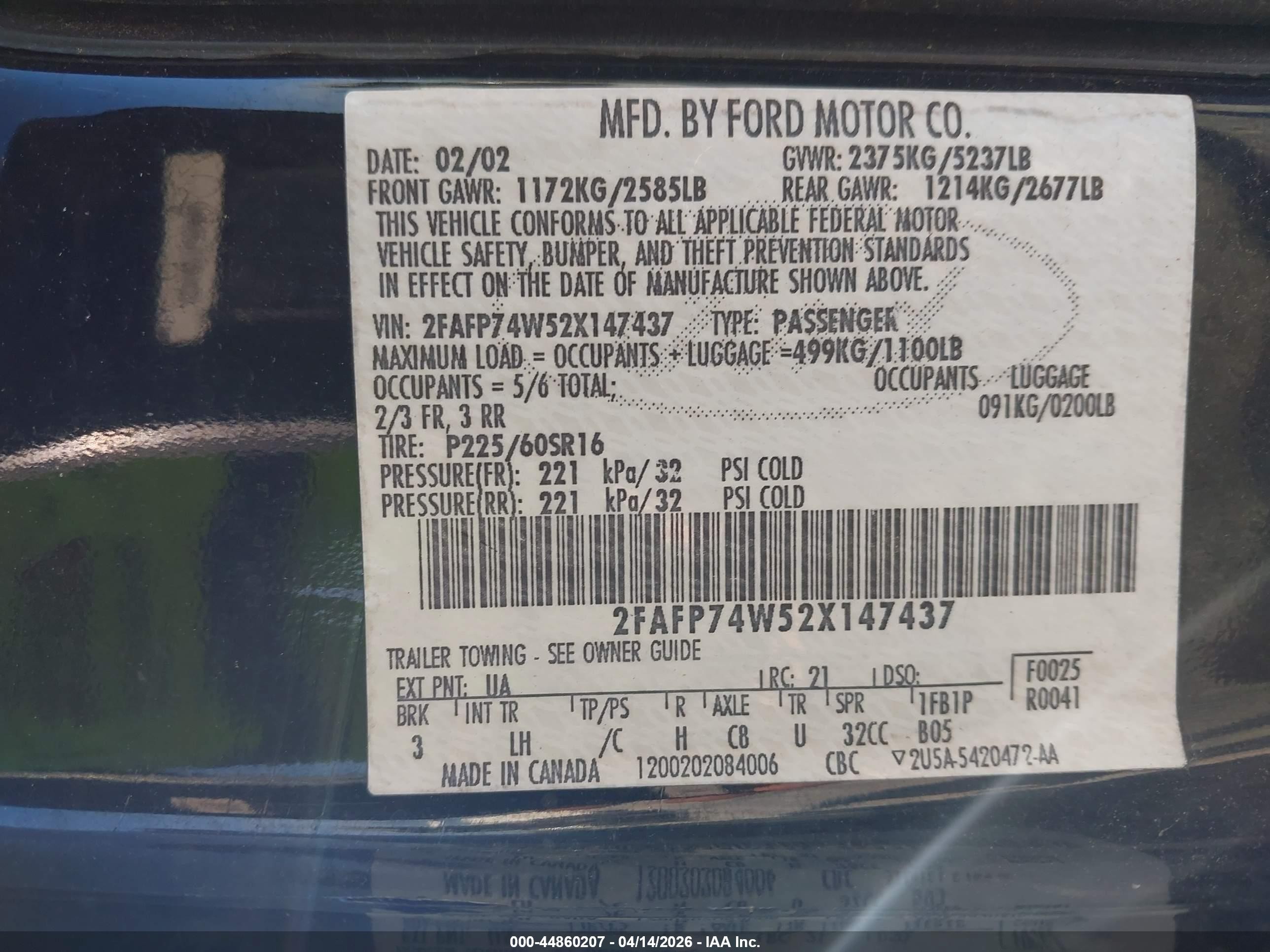 2002 Ford Crown Victoria Lx Black vin: 2FAFP74W52X147437