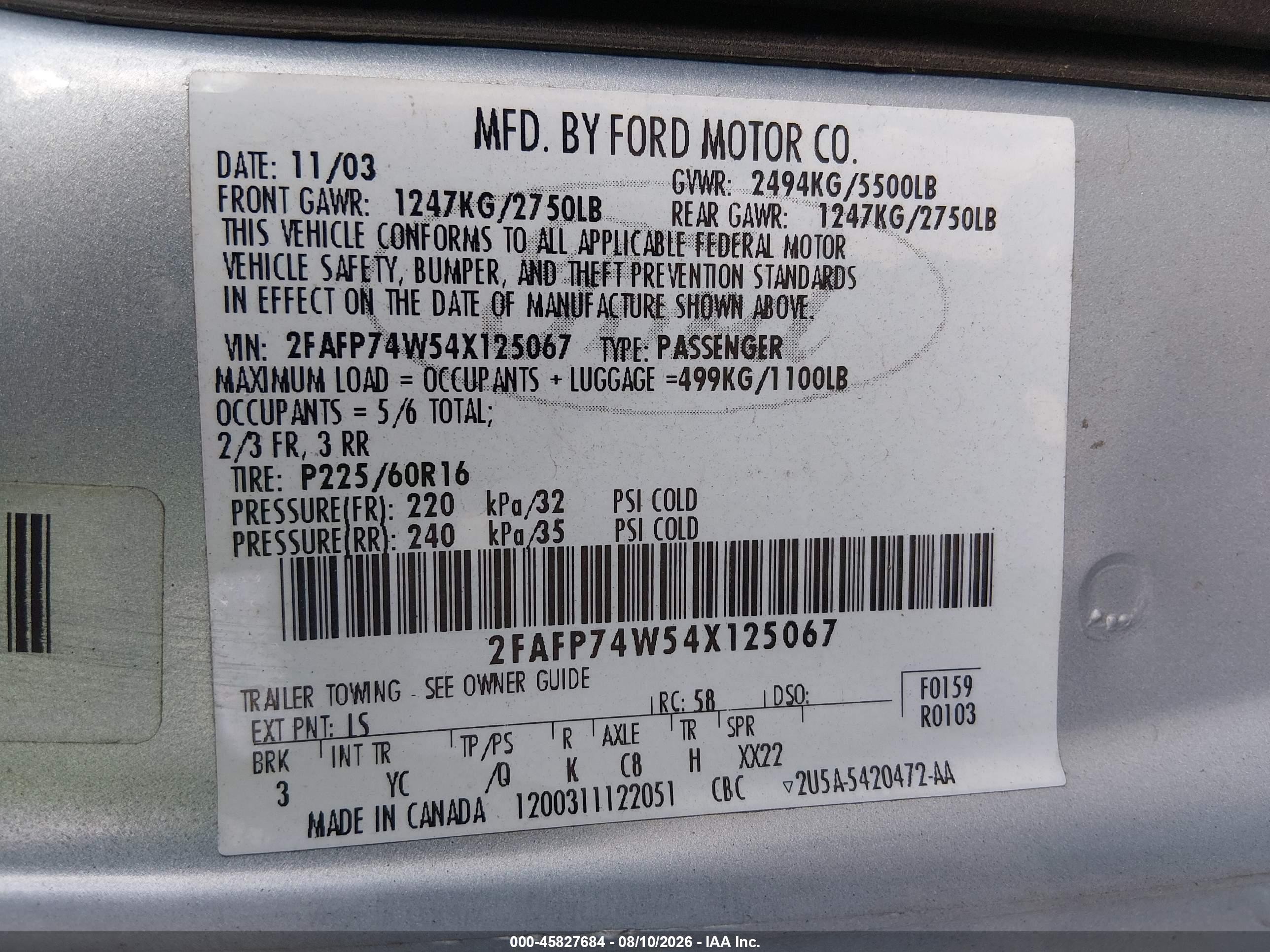 2004 Ford Crown Victoria Lx Blue vin: 2FAFP74W54X125067