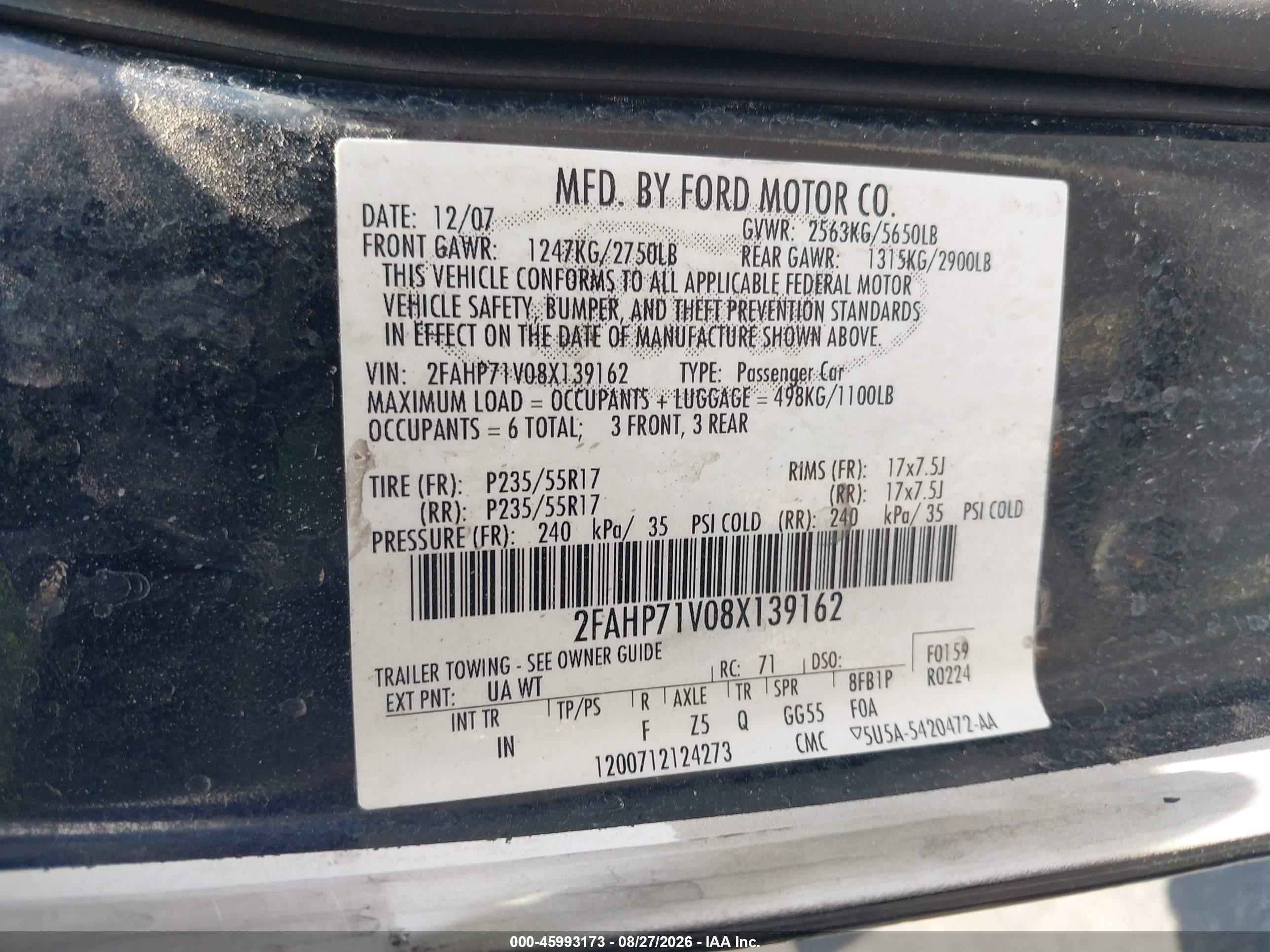 2008 Ford Crown Victoria Police/police Interceptor Black vin: 2FAHP71V08X139162