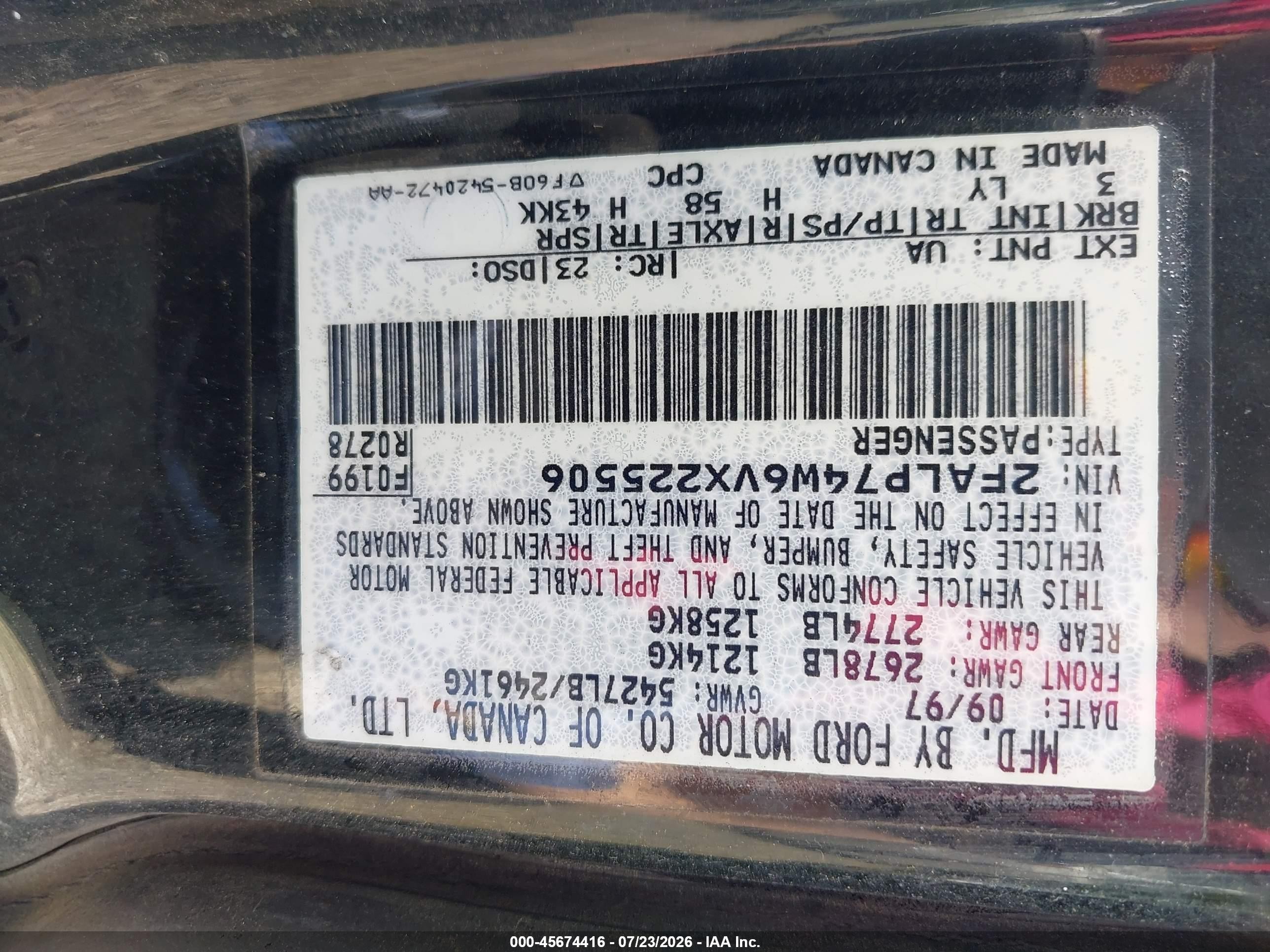 1997 Ford Crown Victoria Lx Black vin: 2FALP74W6VX225506