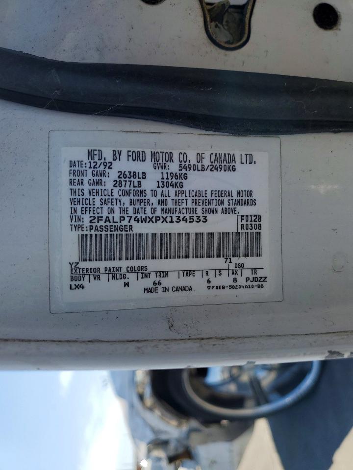 1993 Ford Crown Victoria Lx Белый vin: 2FALP74WXPX134533