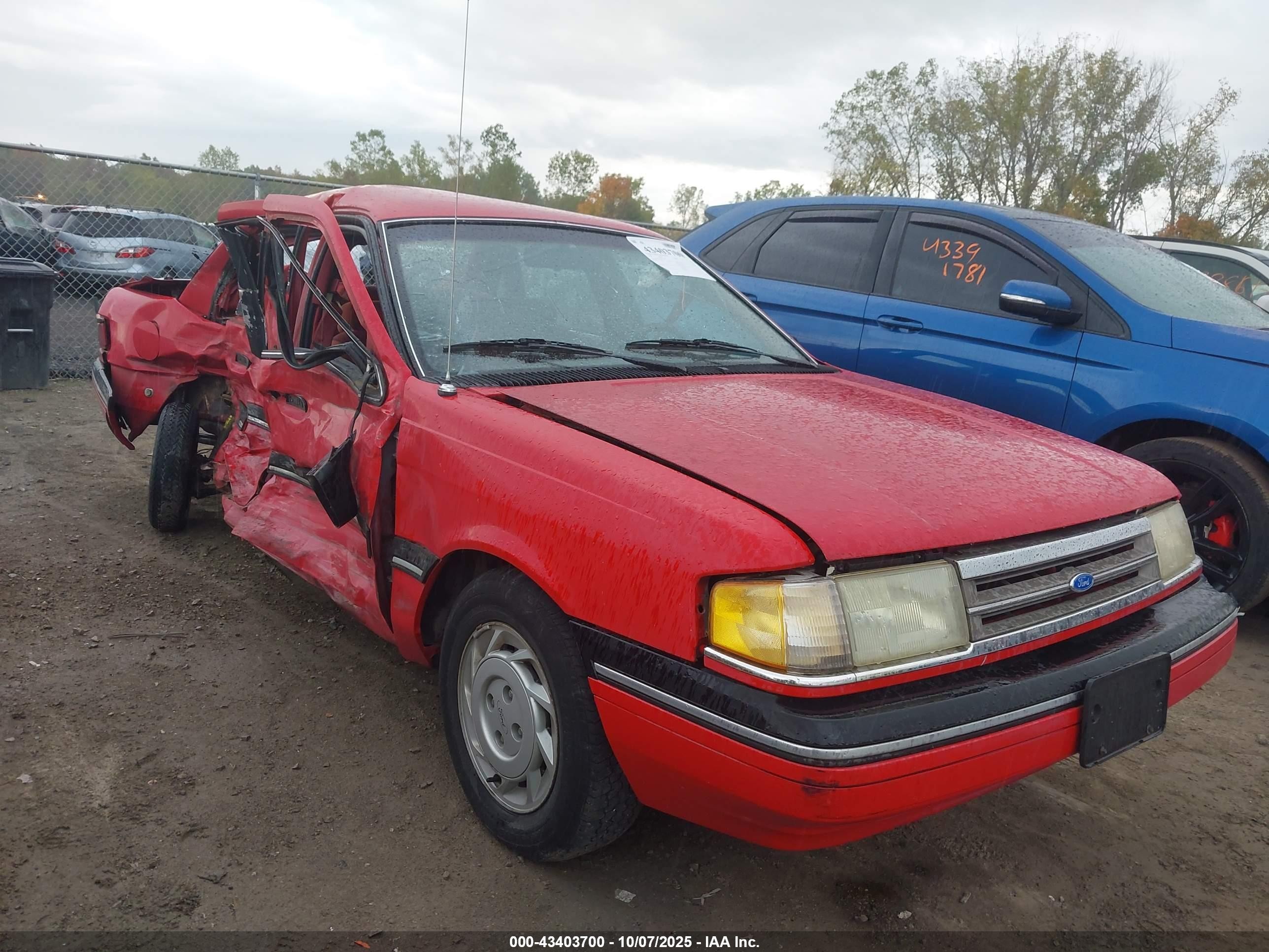 1991 Ford Tempo Gl Red vin: 2FAPP36X1MB199652