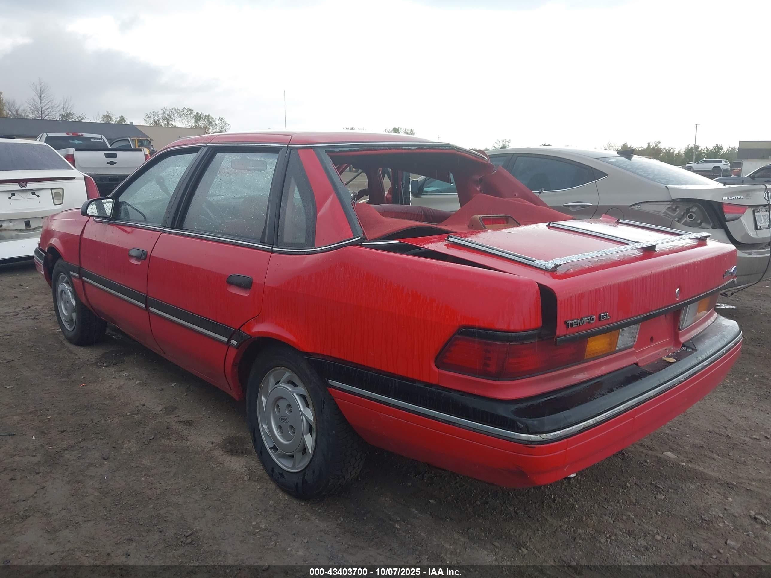 1991 Ford Tempo Gl Red vin: 2FAPP36X1MB199652
