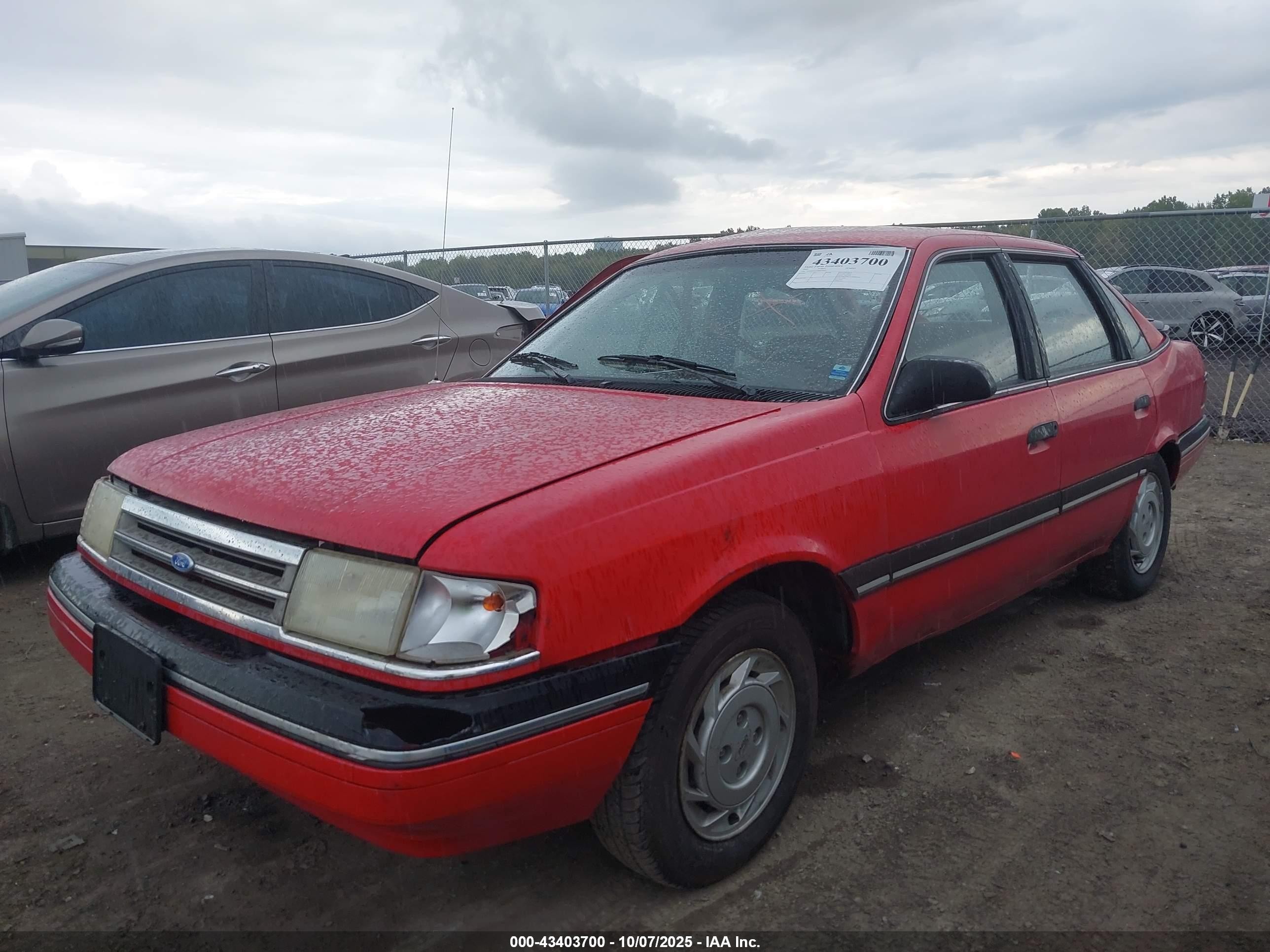1991 Ford Tempo Gl Red vin: 2FAPP36X1MB199652