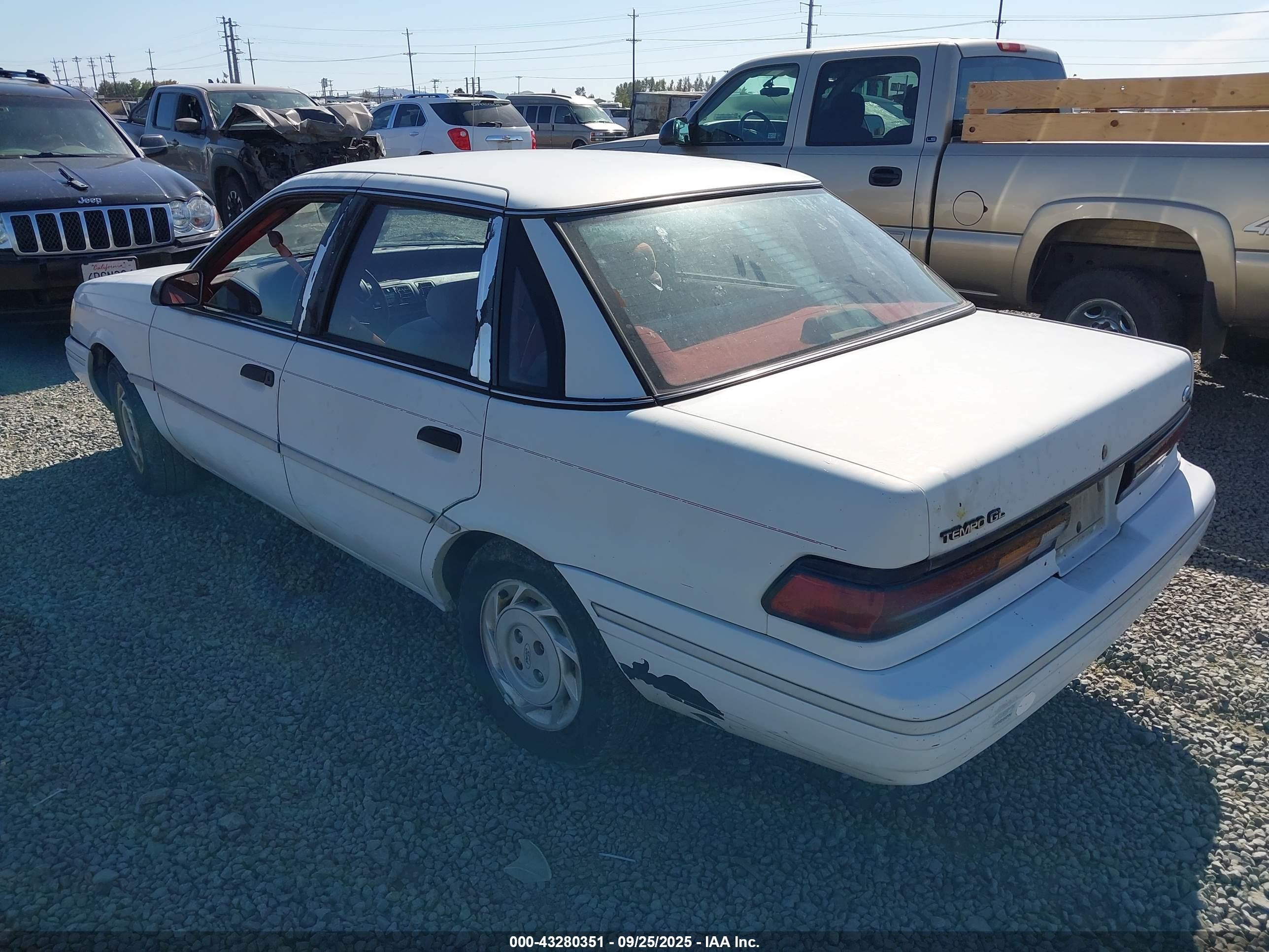 1992 Ford Tempo Gl White vin: 2FAPP36X2NB112438