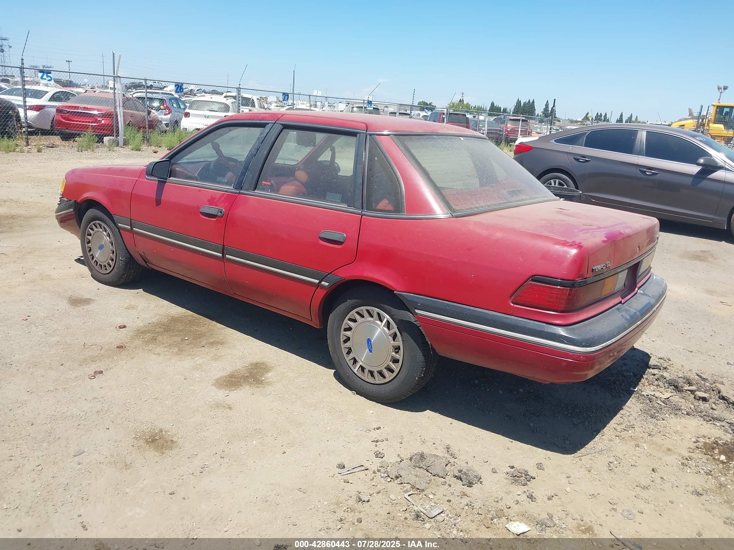 1991 Ford Tempo Gl Red vin: 2FAPP36X8MB184467