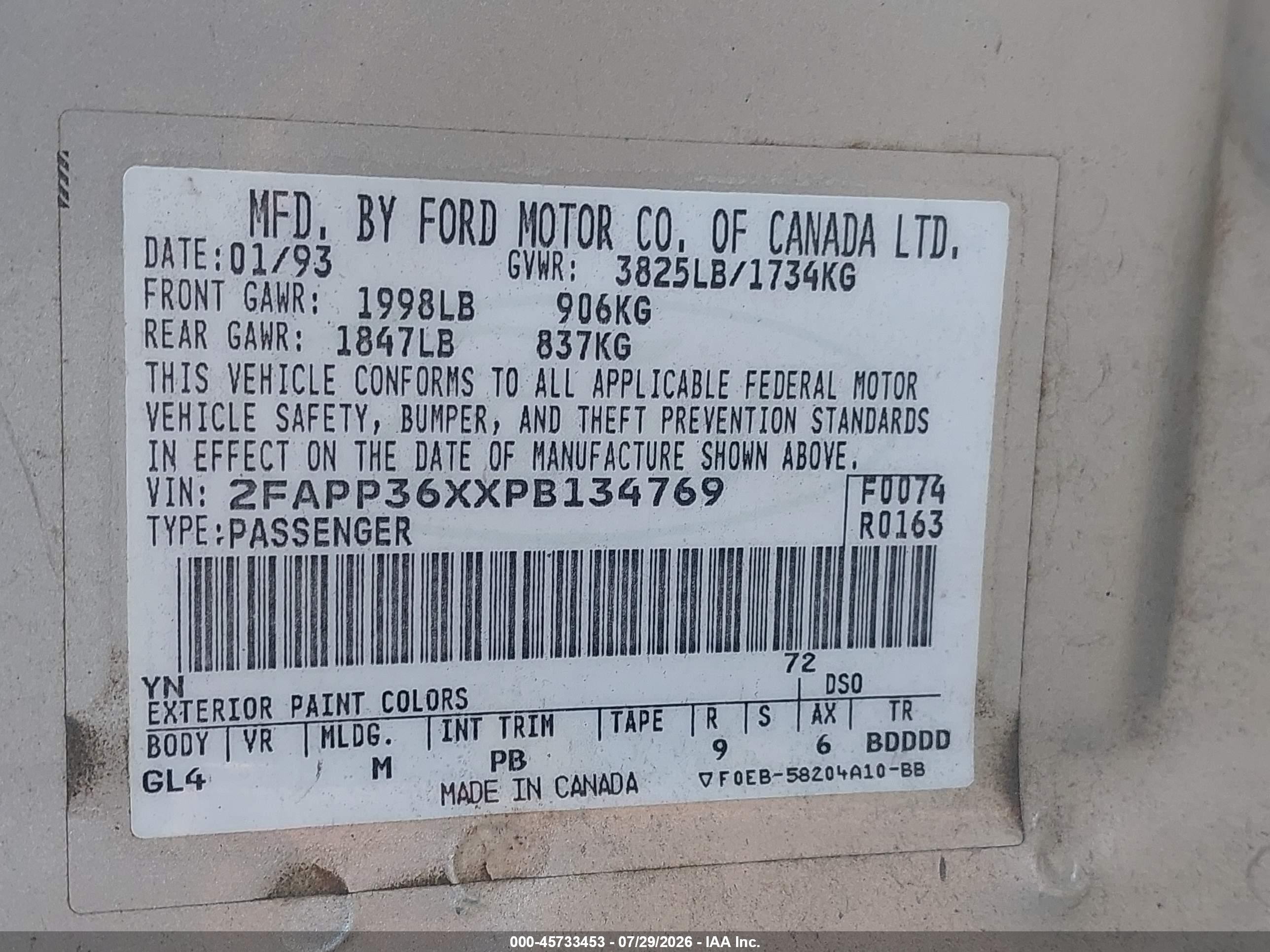1993 Ford Tempo Gl Silver vin: 2FAPP36XXPB134769