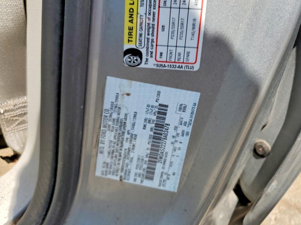 2007 Ford Freestar Sel Blue vin: 2FMDA52227BA03478
