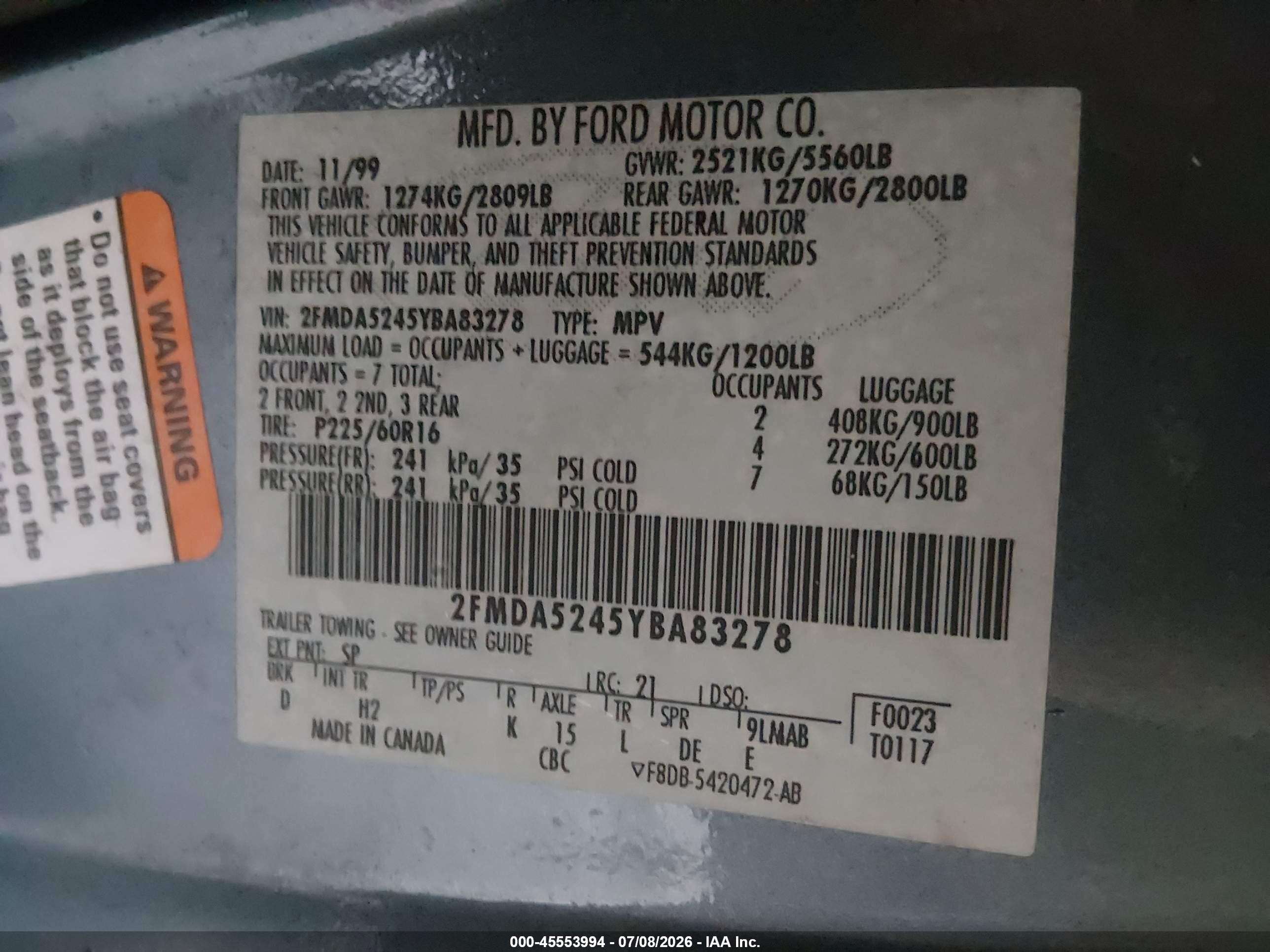 2000 Ford Windstar Se Gray vin: 2FMDA5245YBA83278
