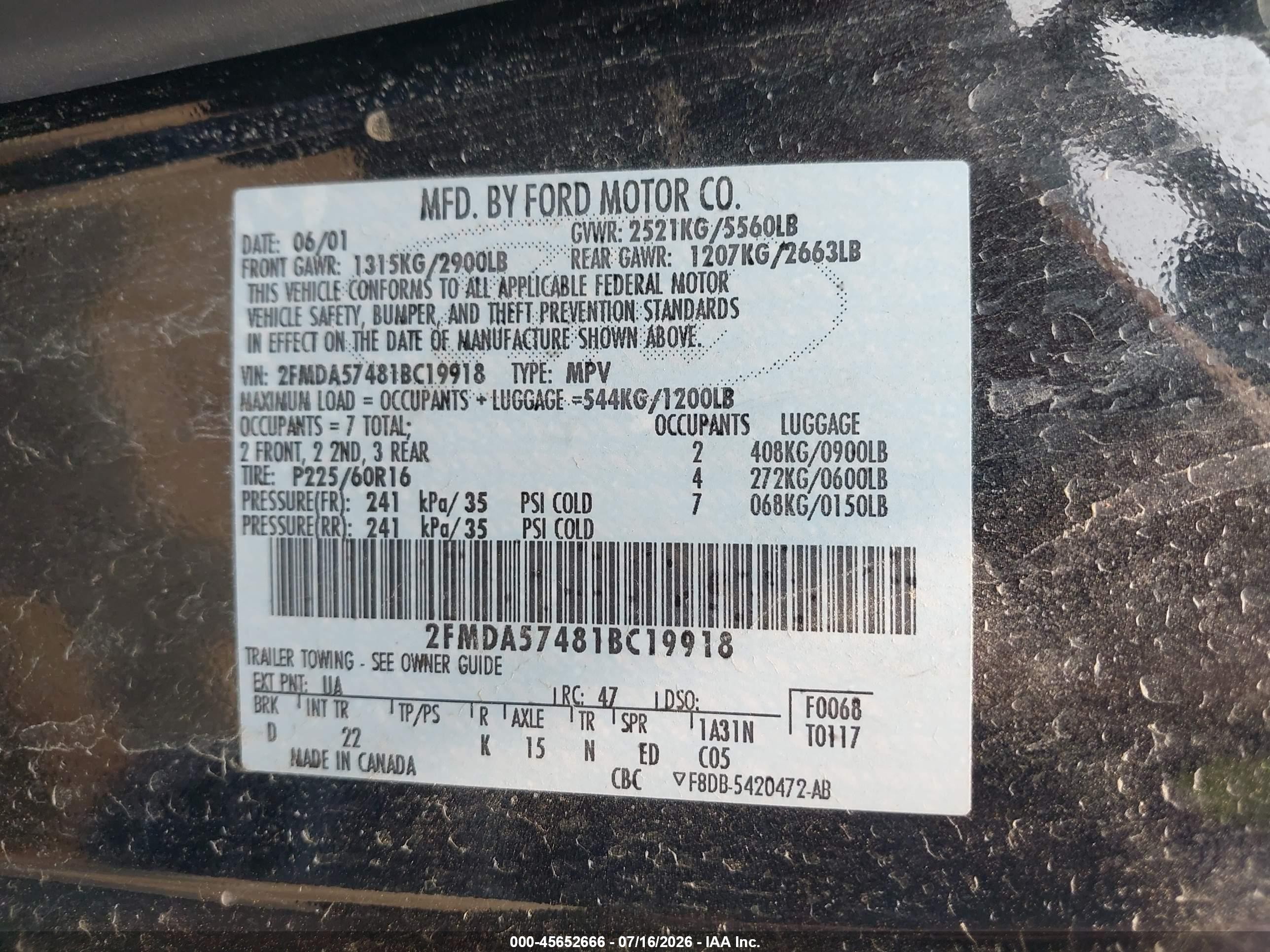 2001 Ford Windstar Se Sport Black vin: 2FMDA57481BC19918