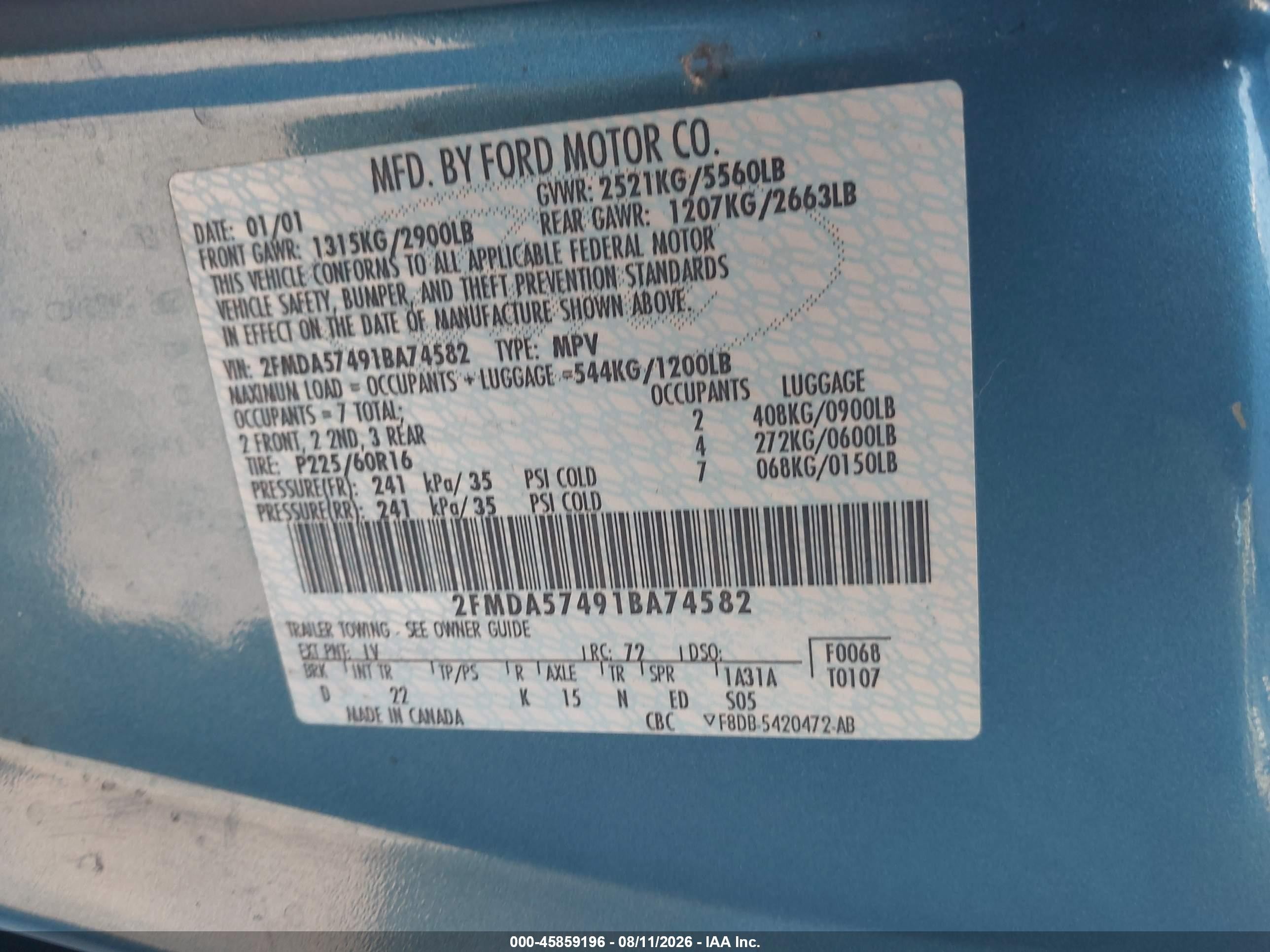 2001 Ford Windstar Se Sport Blue vin: 2FMDA57491BA74582