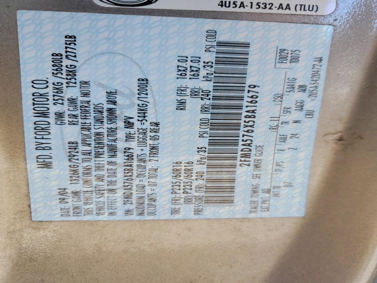 2005 Ford Freestar Ses Brown vin: 2FMDA576X5BA16679