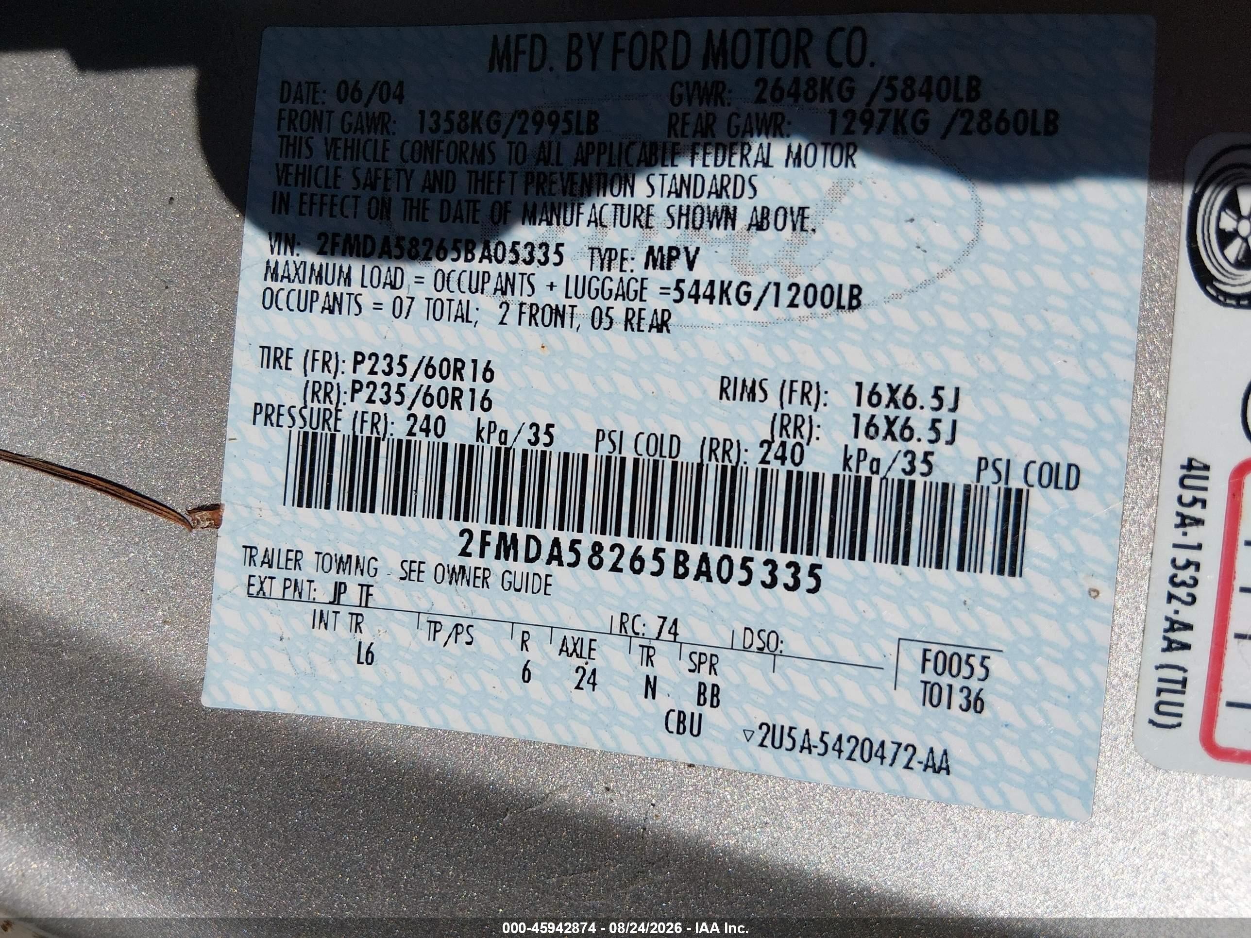 2005 Ford Freestar Limited Silver vin: 2FMDA58265BA05335